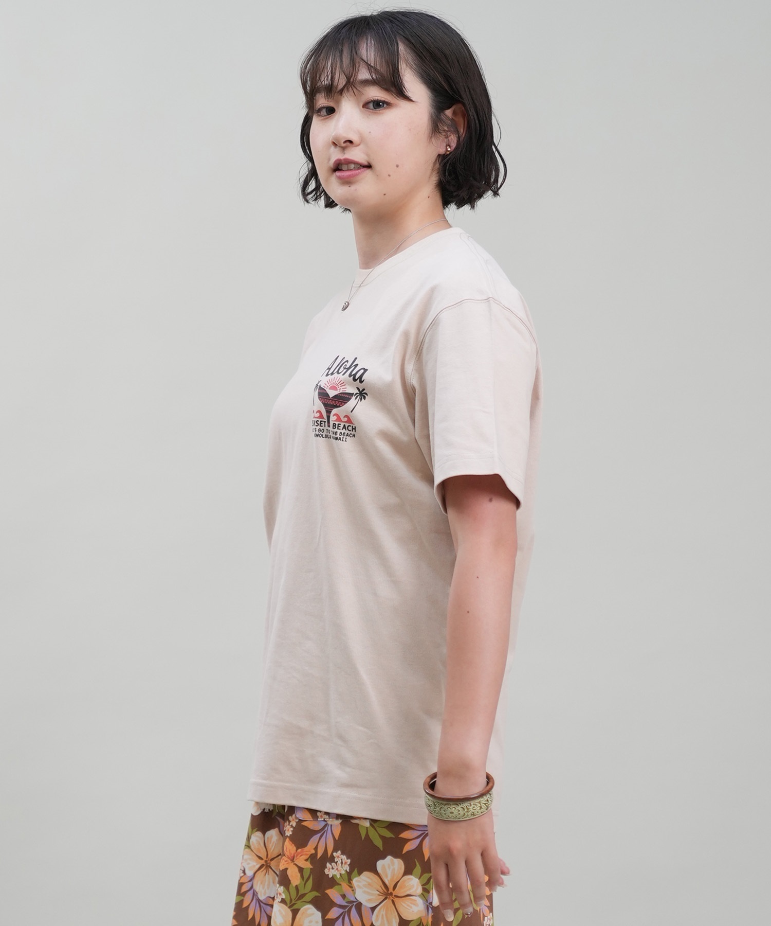 HULALANI フララニ レディース Tシャツ 半袖 バックプリント リラックスフィット 243HU2ST280(WHT-M)