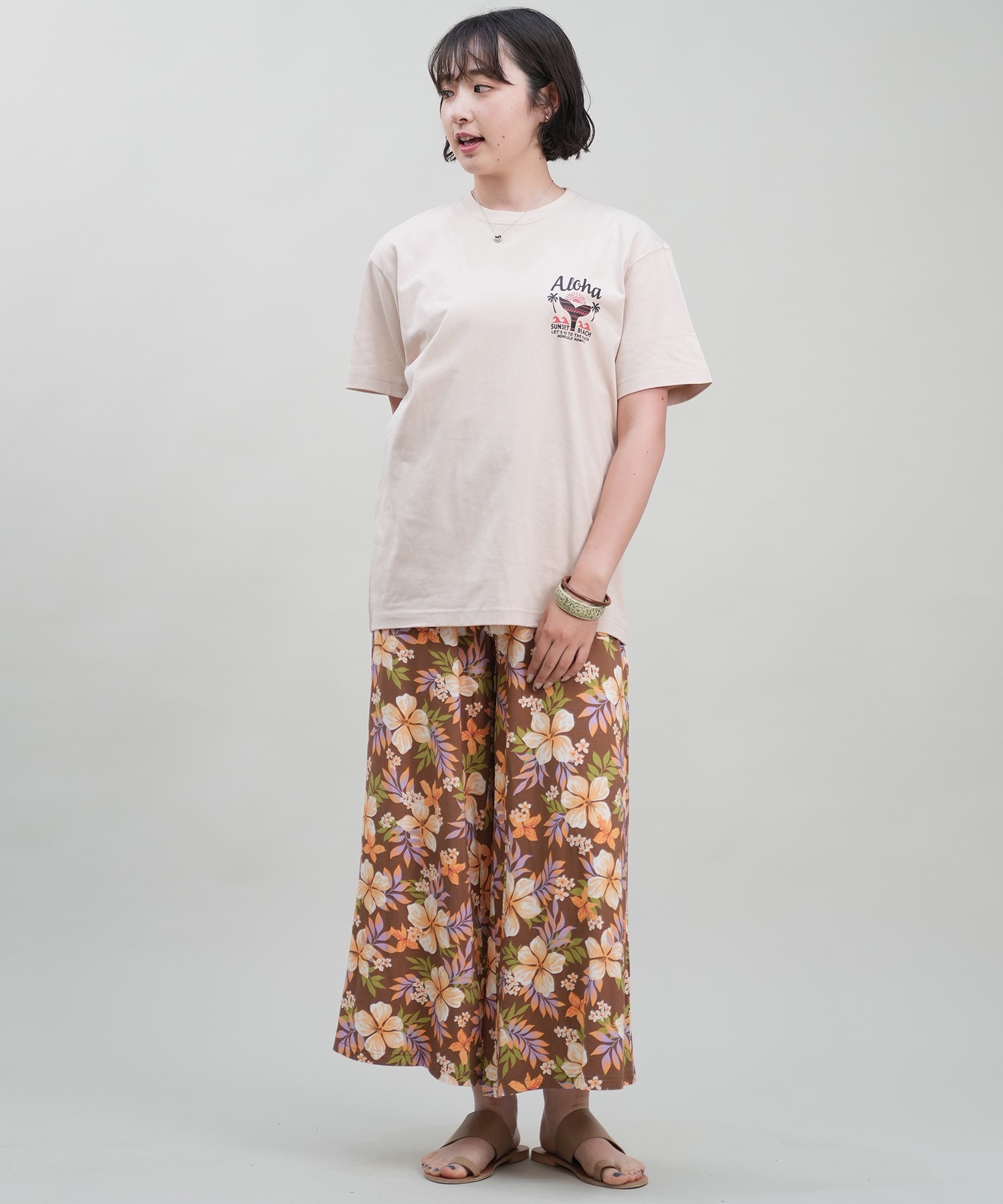 HULALANI フララニ レディース Tシャツ 半袖 バックプリント リラックスフィット 243HU2ST280(WHT-M)