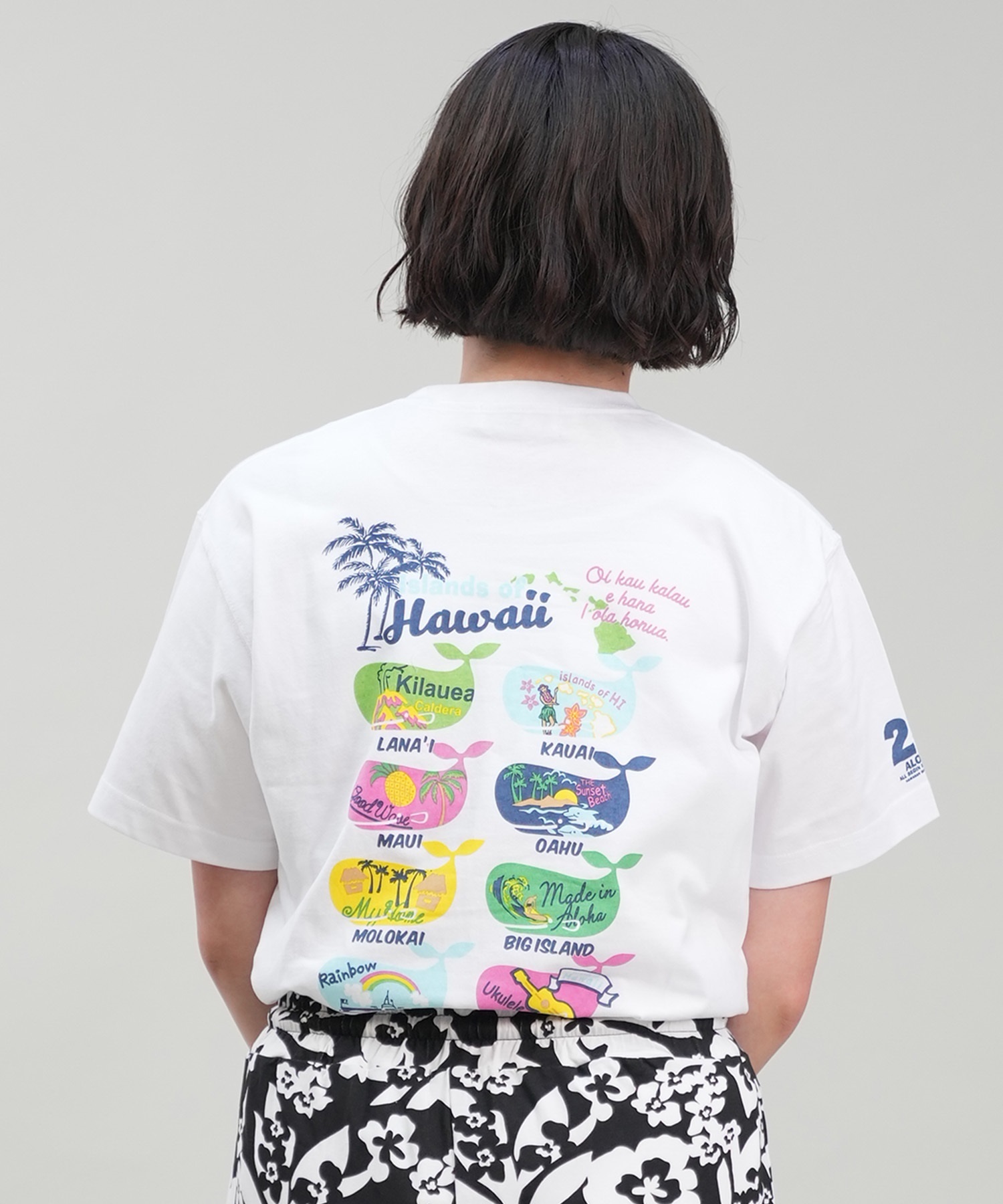 HULALANI フララニ レディース Tシャツ 半袖 バックプリント リラックスフィット 243HU2ST282(WHT-M)