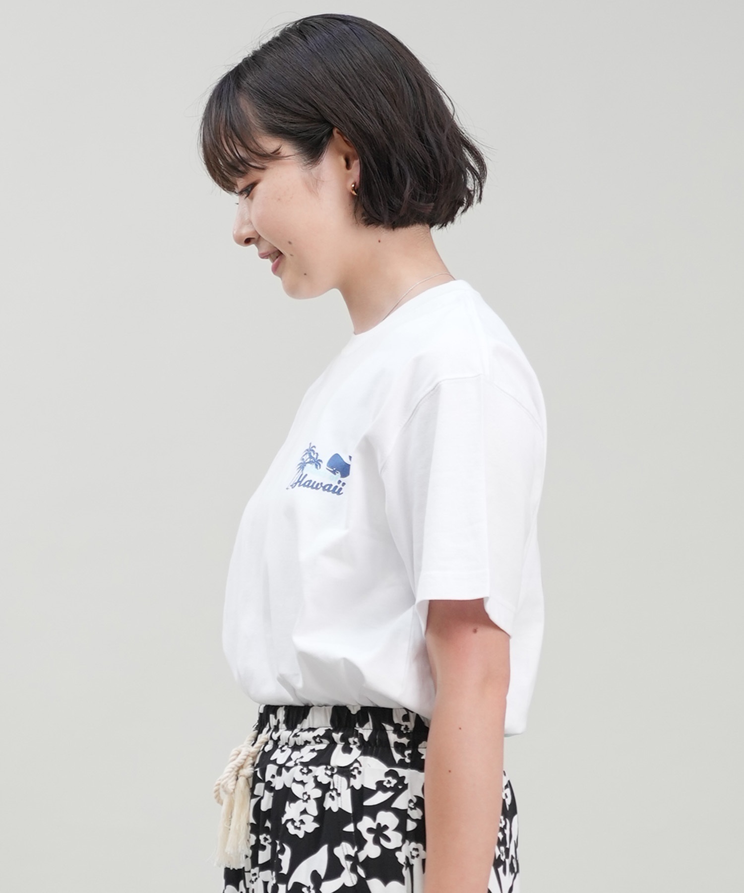 HULALANI フララニ レディース Tシャツ 半袖 バックプリント リラックスフィット 243HU2ST282(WHT-M)