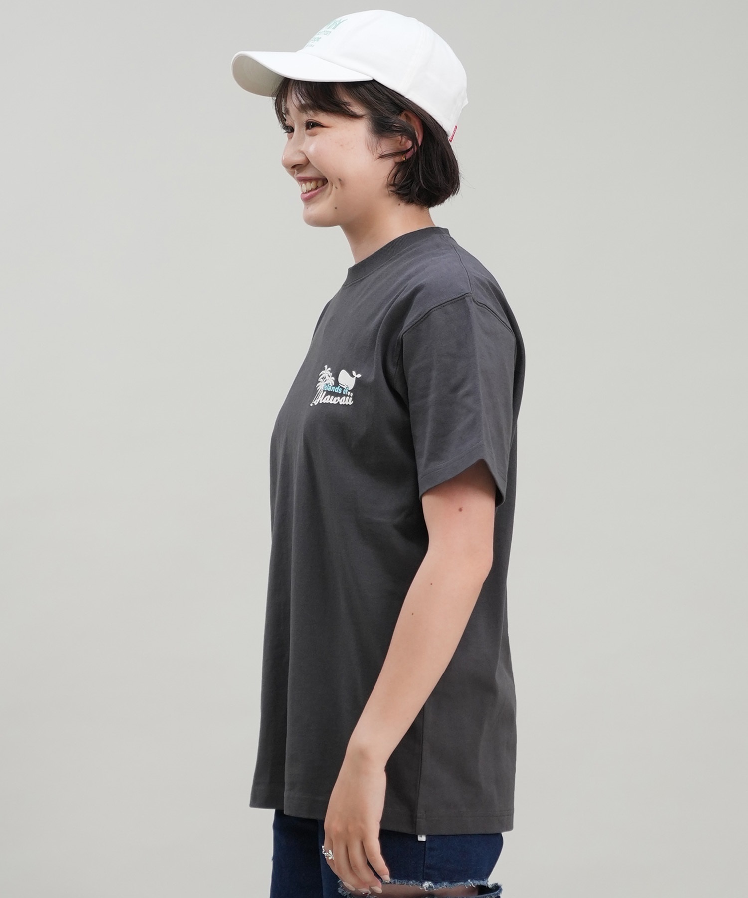 HULALANI フララニ レディース Tシャツ 半袖 バックプリント リラックスフィット 243HU2ST282(WHT-M)