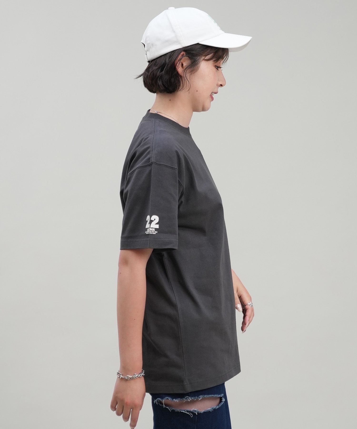 HULALANI フララニ レディース Tシャツ 半袖 バックプリント リラックスフィット 243HU2ST282(WHT-M)