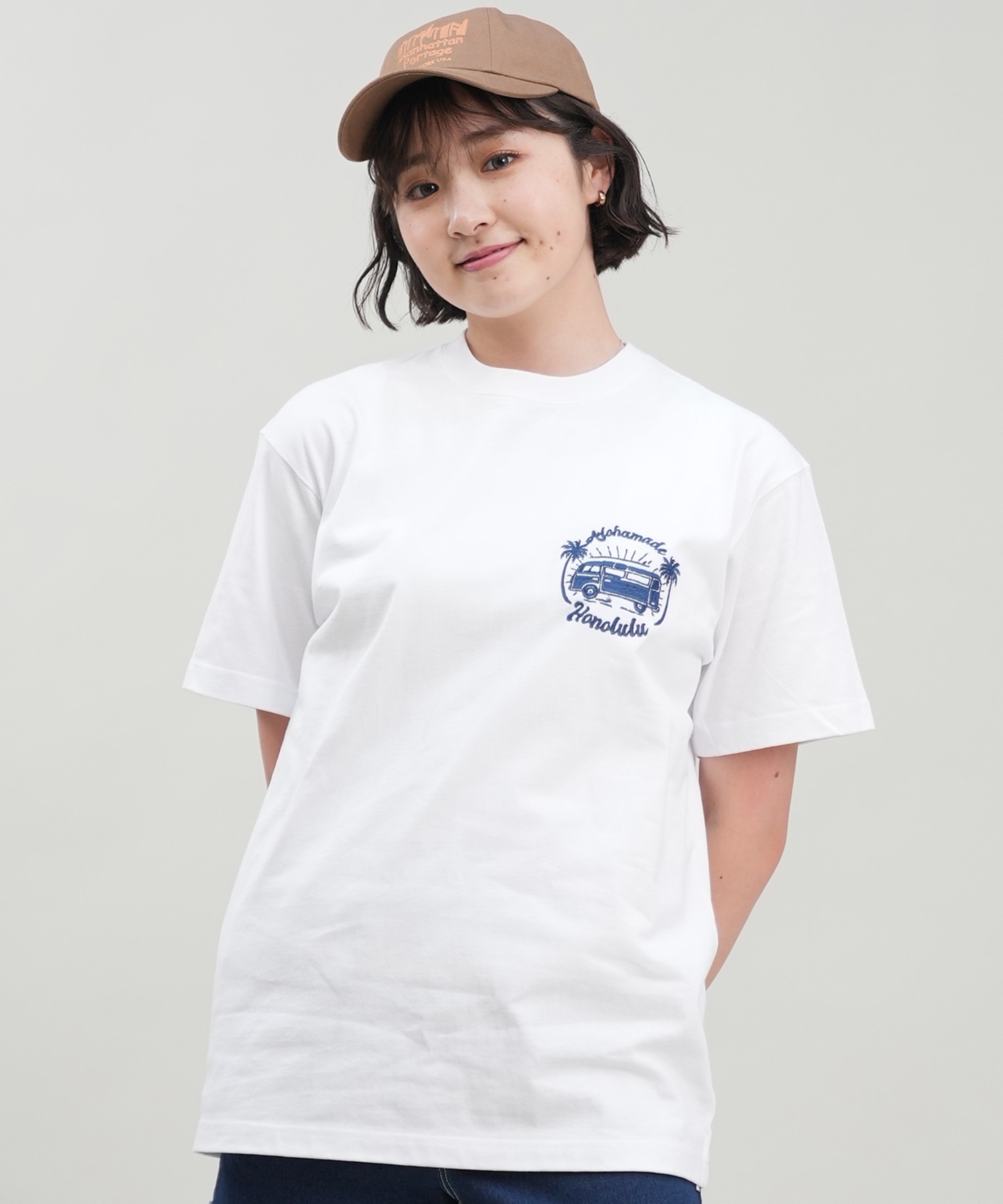 HULALANI フララニ レディース Tシャツ 半袖 バックプリント リラックスフィット 243HU2ST292(WHT-M)