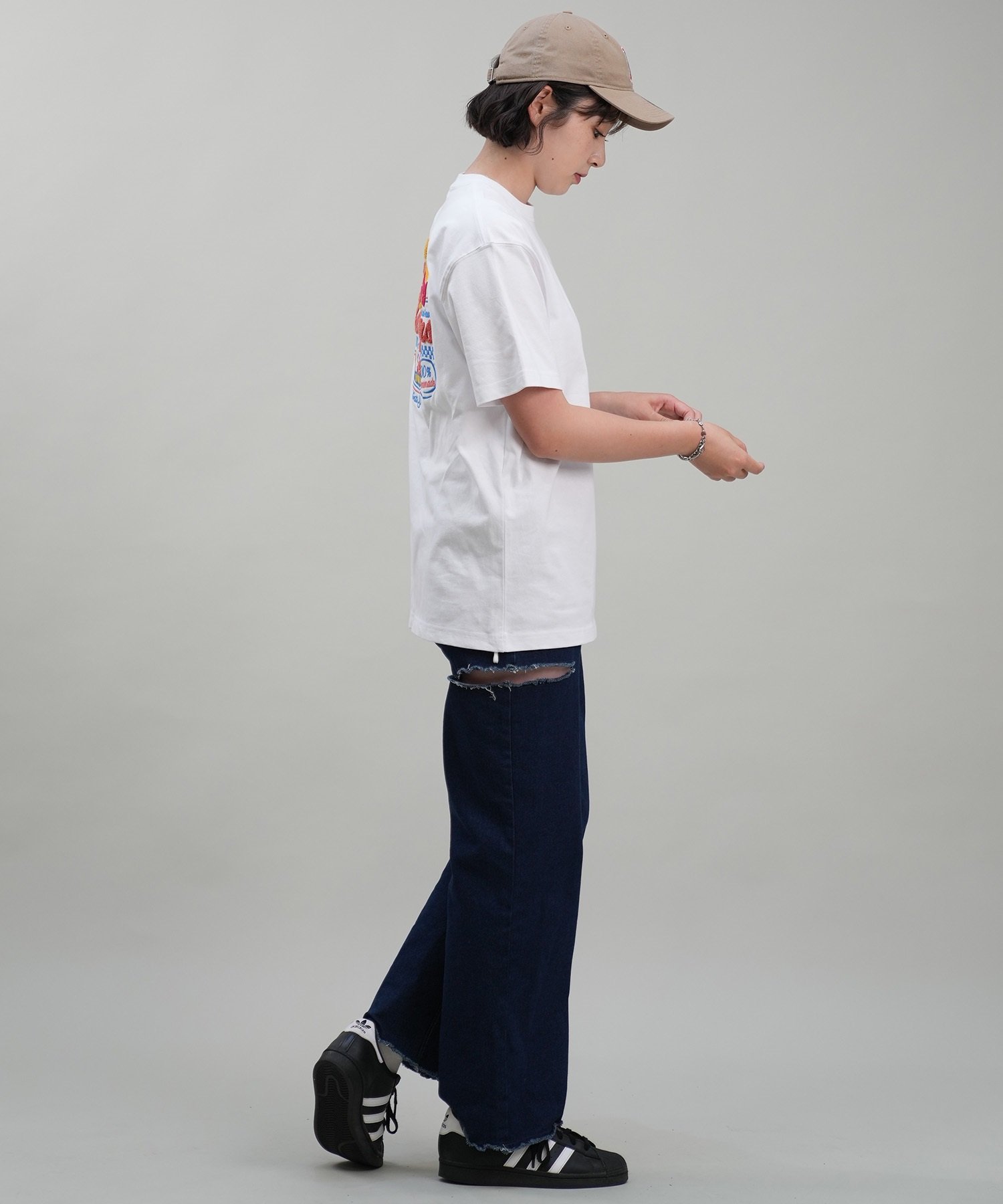 HULALANI フララニ 半袖 Tシャツ レディース バックプリント リラックスフィット 243HU2ST298(WHT-M)