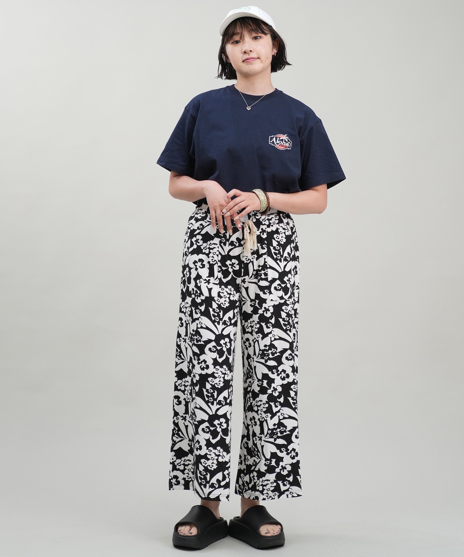 HULALANI フララニ 半袖 Tシャツ レディース バックプリント リラックスフィット 243HU2ST298(WHT-M)