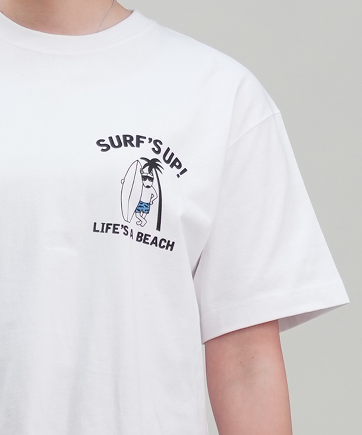 SURF'S UP サーフズアップ レディース Tシャツ 半袖 バックプリント リラックスフィット 243SU2ST286(WHT-M)