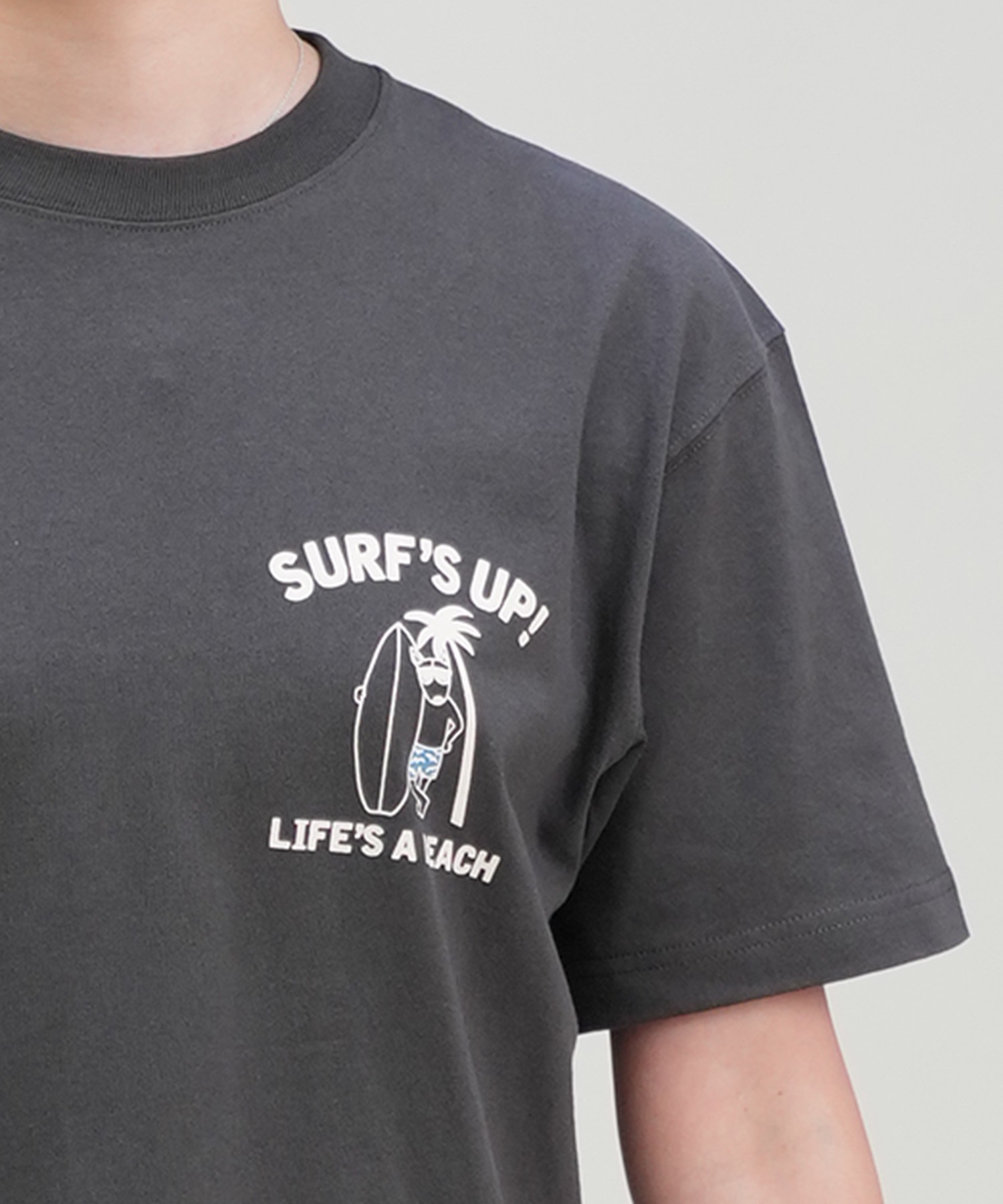 SURF'S UP サーフズアップ レディース Tシャツ 半袖 バックプリント リラックスフィット 243SU2ST286(WHT-M)