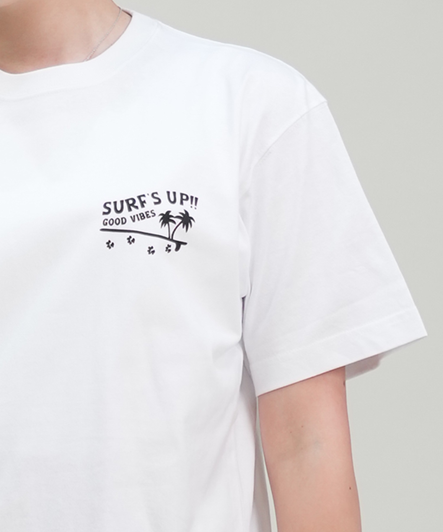 SURF'S UP サーフズアップ レディース Tシャツ 半袖 バックプリント リラックスフィット 243SU2ST288(WHT-M)