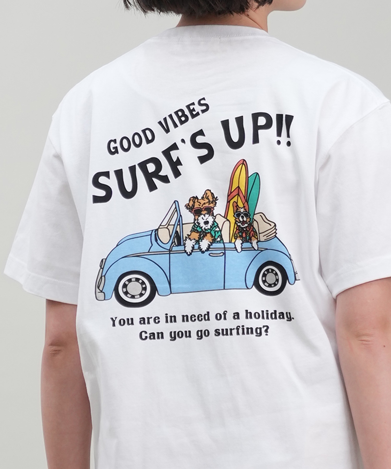 SURF'S UP サーフズアップ レディース Tシャツ 半袖 バックプリント リラックスフィット 243SU2ST288(WHT-M)