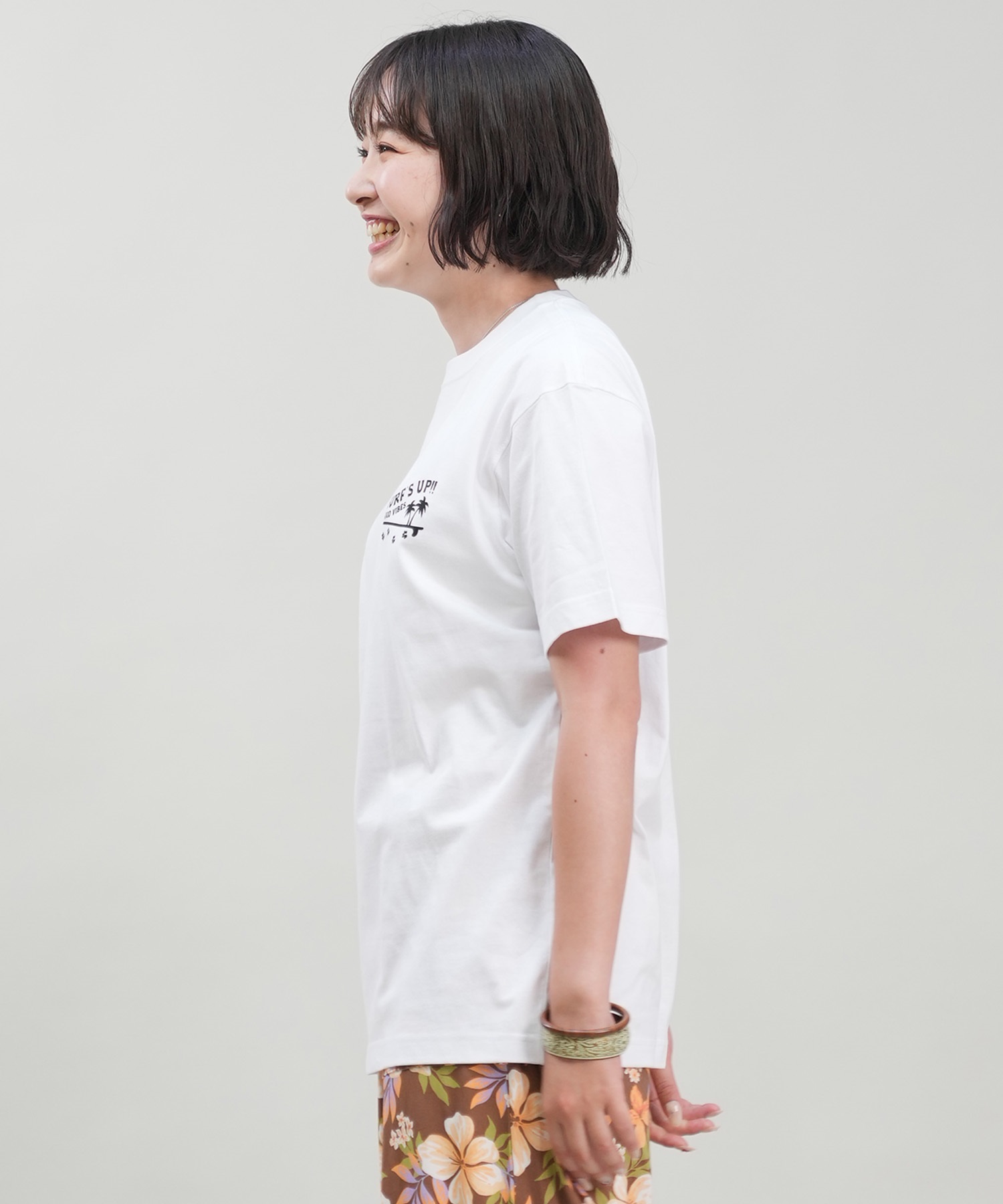 SURF'S UP サーフズアップ レディース Tシャツ 半袖 バックプリント リラックスフィット 243SU2ST288(WHT-M)