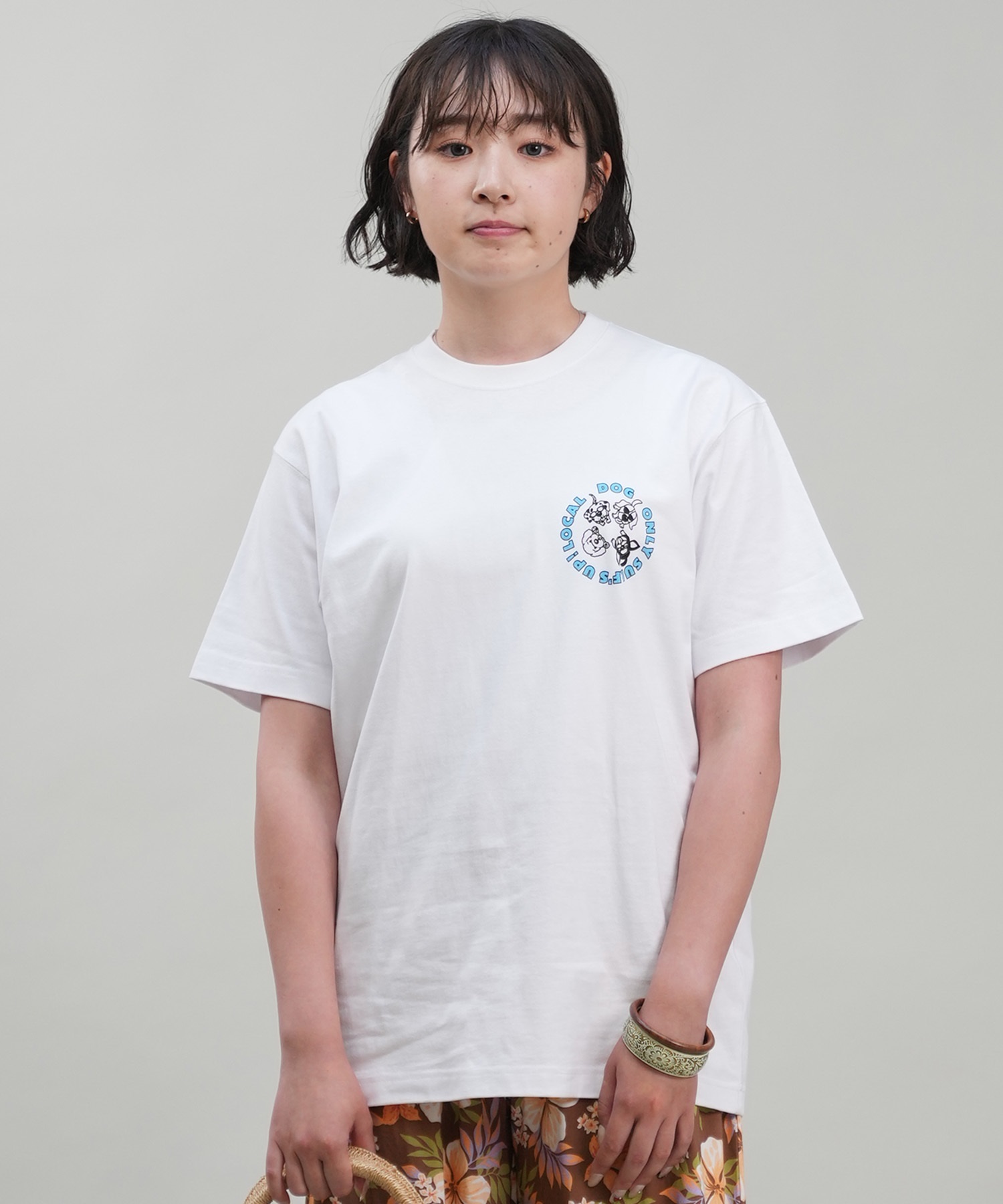 SURF'S UP サーフズアップ レディース Tシャツ 半袖 バックプリント リラックスフィット 243SU2ST290(WHT-M)