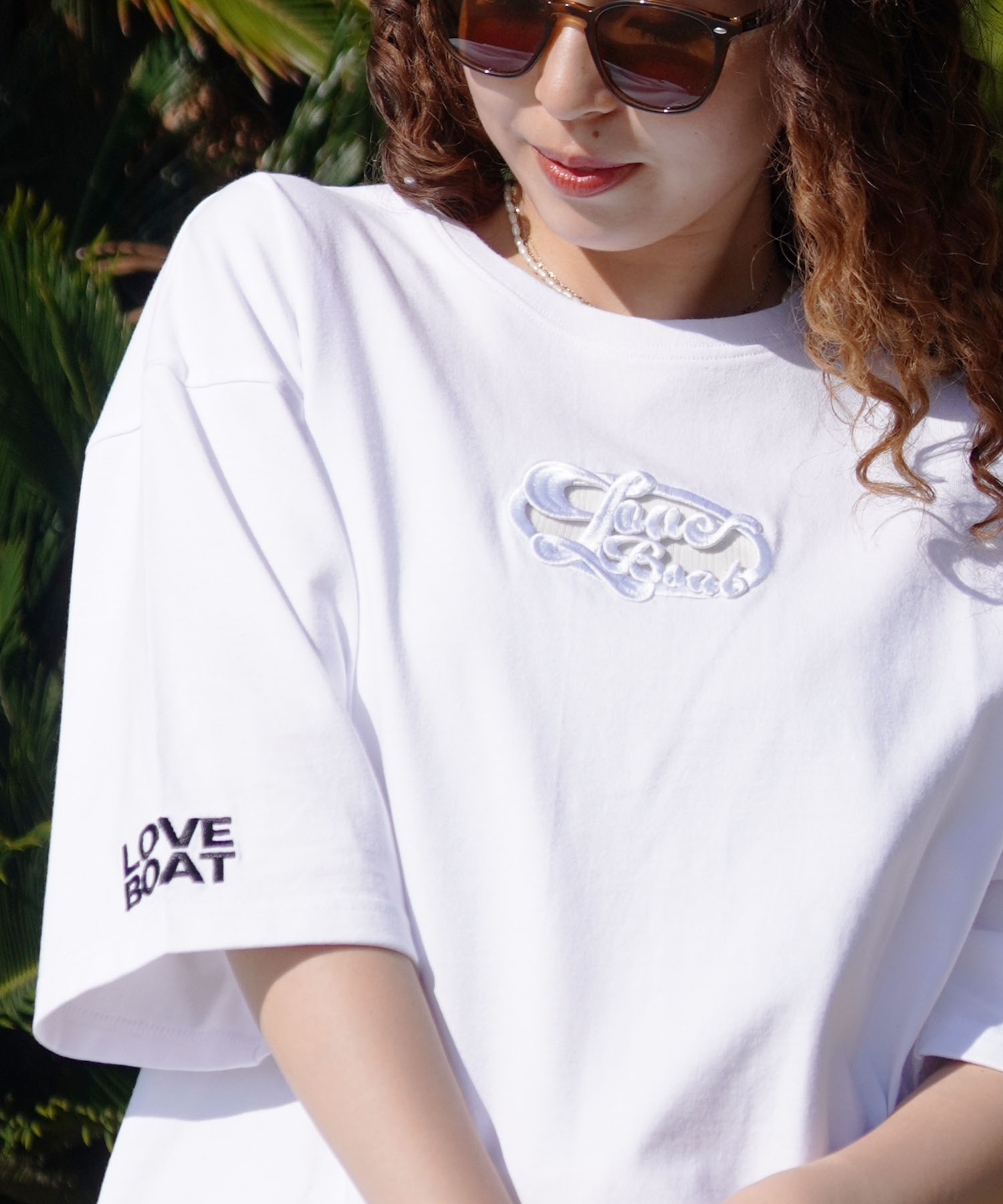 LOVE BOAT ラブボート レディース 半袖 Tシャツ カットアウト CROP LB-ST08(WH-M)