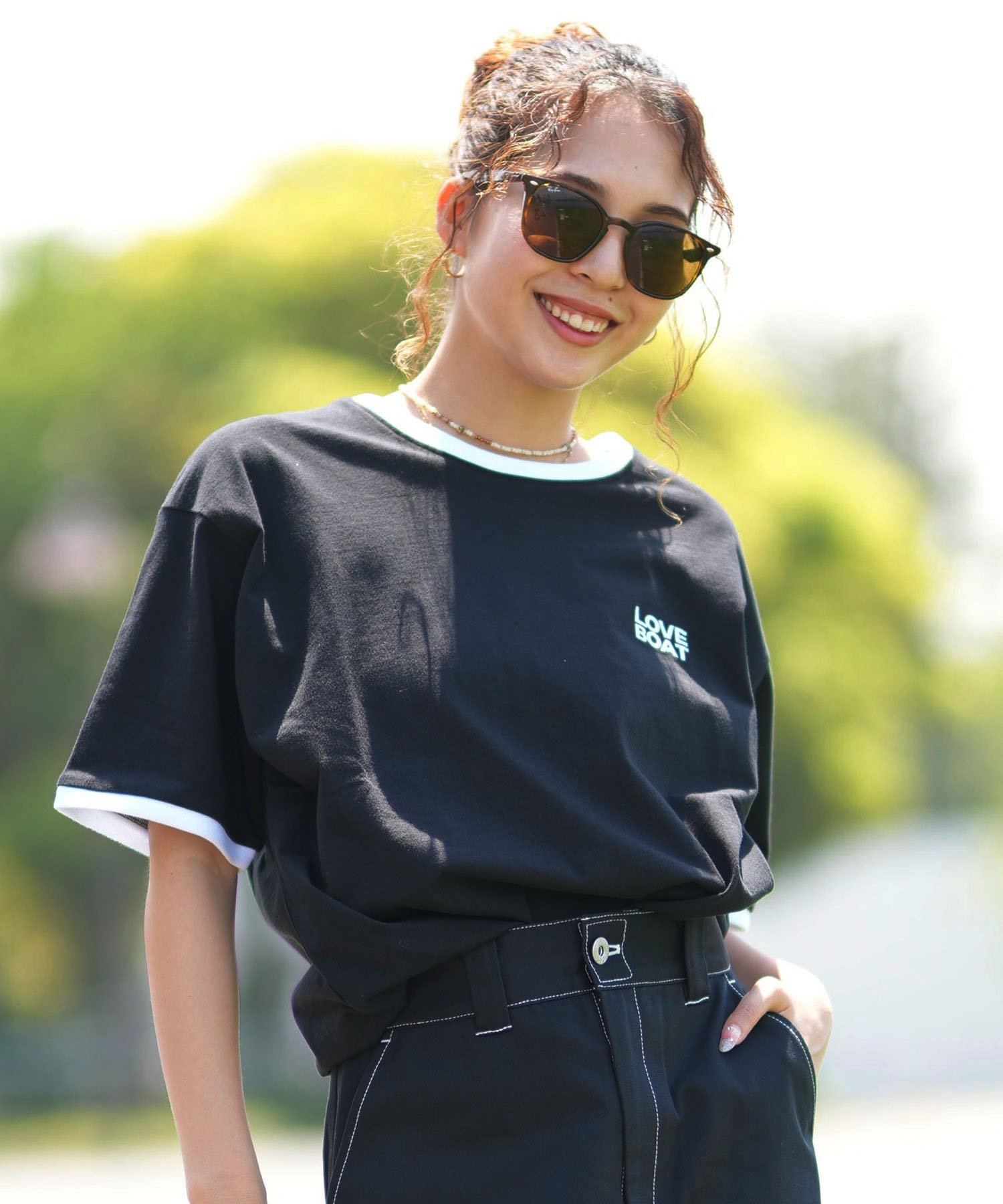 LOVE BOAT ラブボート リンガーTシャツ レディース 半袖 Tシャツ バックプリント LB-ST16(IV-M)