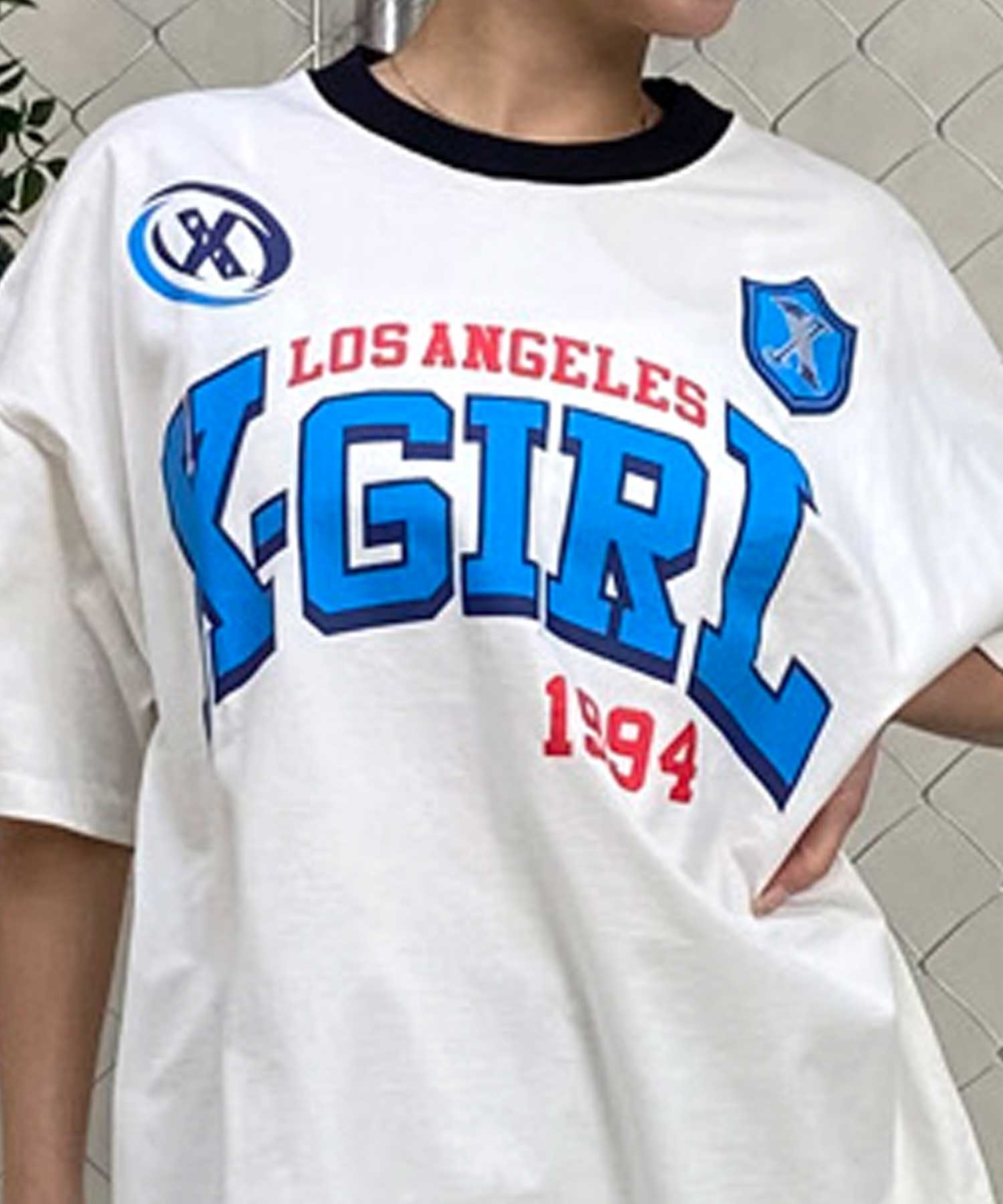 X-girl/エックスガール GAME SHIRT SS BIG TEE 105242011040 レディース  Tシャツ ムラサキスポーツ限定(CHARC-S)