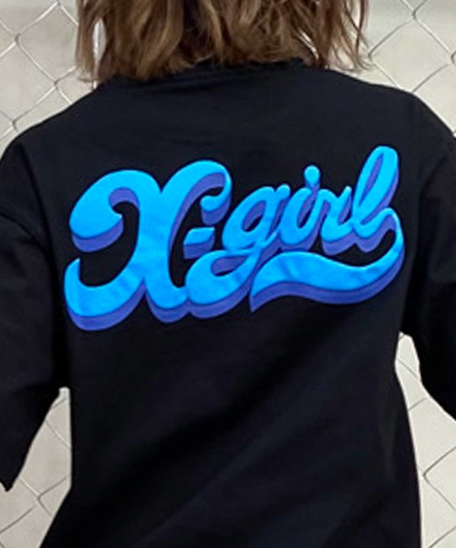 X-girl/エックスガール LETTERING LOGO SS TEE 105242011042 レディース Tシャツ ムラサキスポーツ限定(BLUE-M)