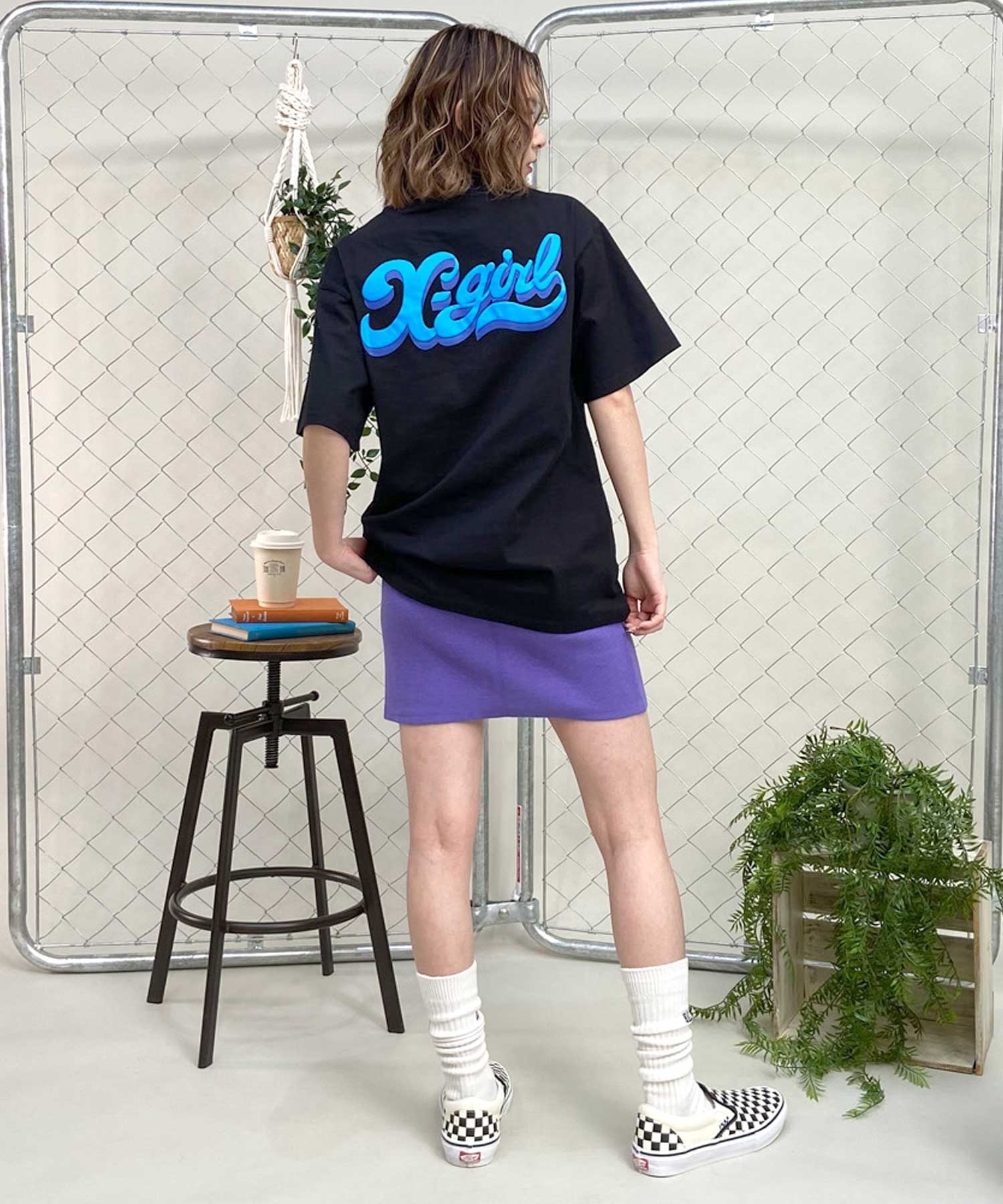 X-girl/エックスガール LETTERING LOGO SS TEE 105242011042 レディース Tシャツ ムラサキスポーツ限定(BLUE-M)