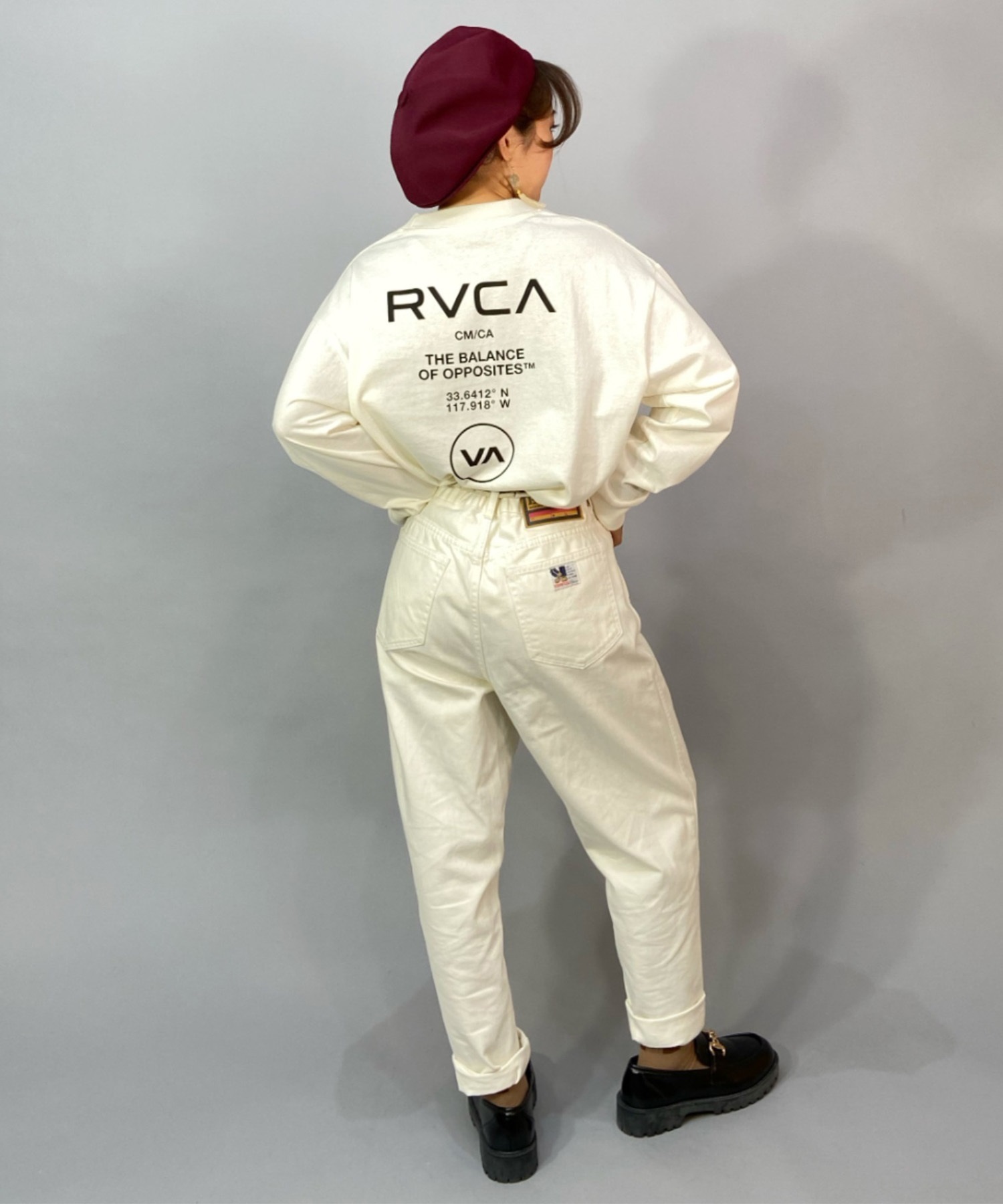 RVCA ルーカ レディース 長袖 Tシャツ ロンT オーバーサイズ バックプリント ムラサキスポーツ限定 BD043-P05(VWT-S)