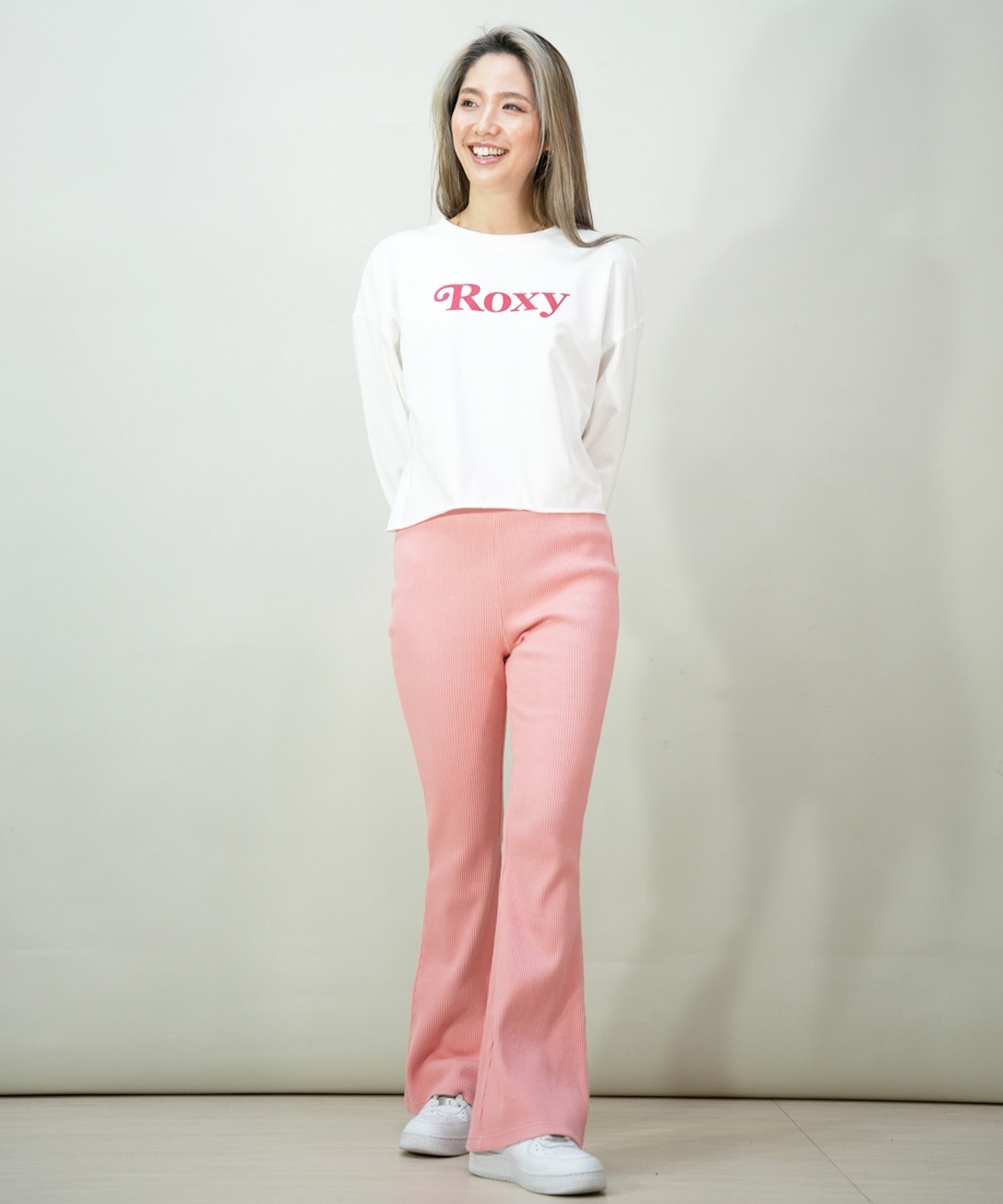 ROXY ロキシー レディース 長袖 Tシャツ ロンT クルーネック ショート丈 RLT241630T(WHT-M)