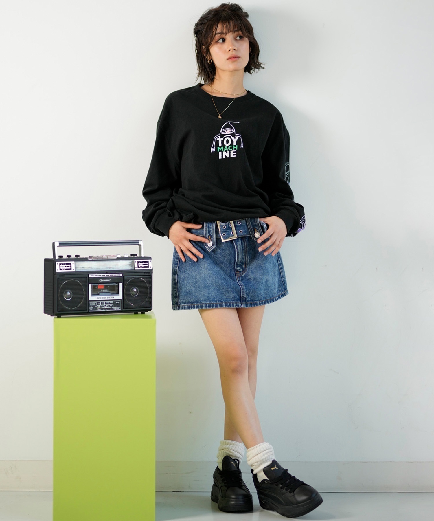 【ムラサキスポーツ限定】 TOY MACHINE トイマシーン レディース 長袖 Tシャツ ロンT バックプリント ビッグシルエット オーバーサイズ MTMPELT12(WHITE-M)