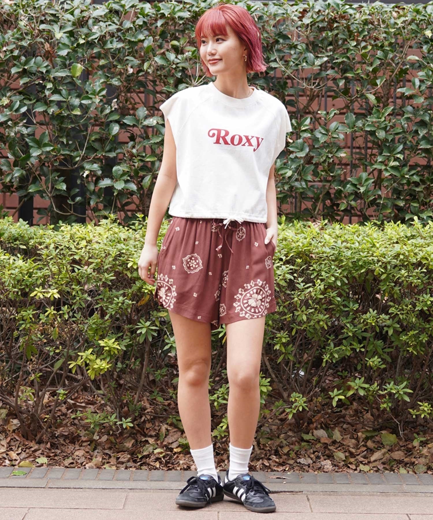 ROXY ロキシー RSL241629T レディース 半袖 Tシャツ スリーブレスTシャツ カットオフ クルーネック(BLK-M)