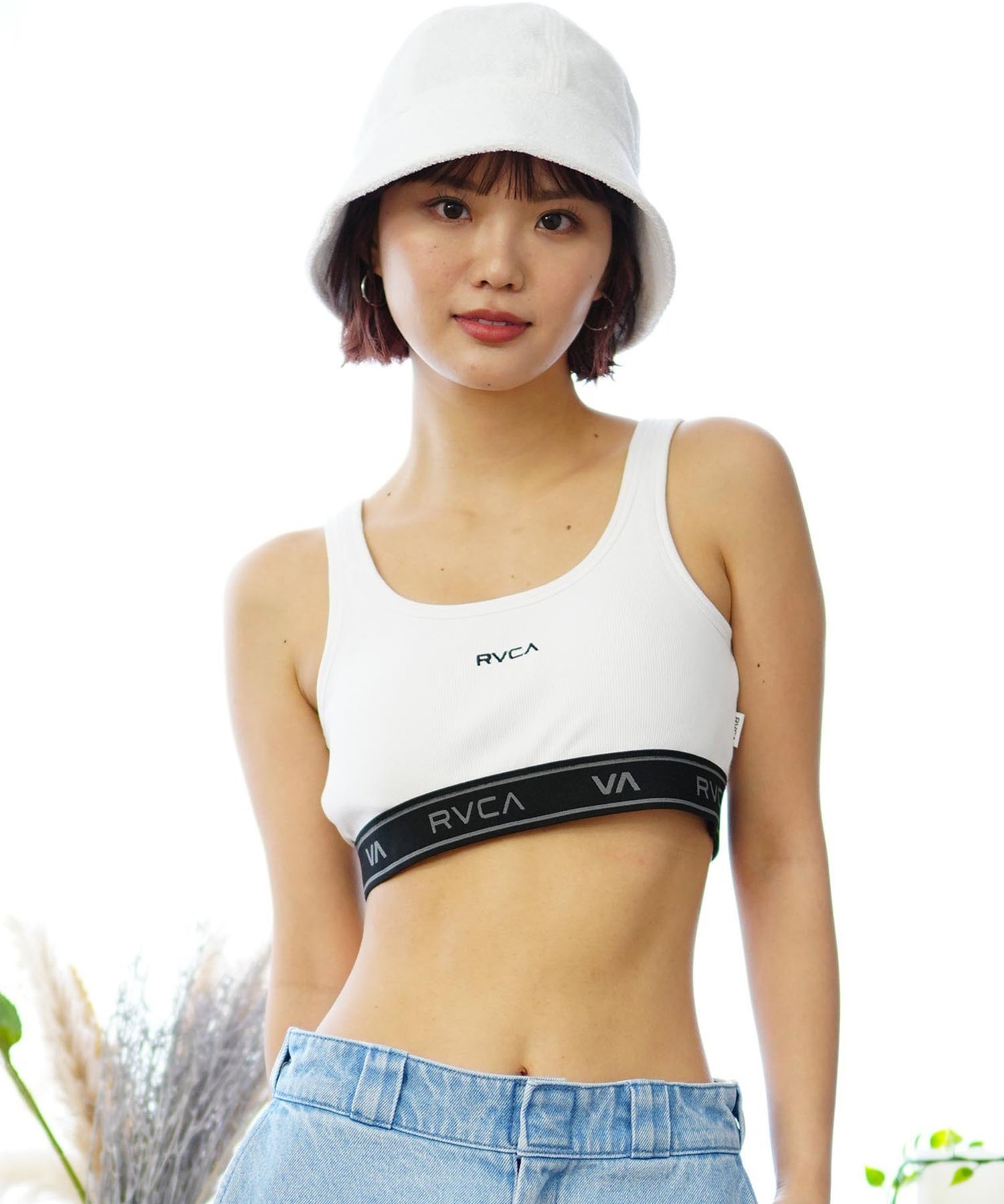 RVCA ルーカ レディース ブラトップ タンクトップ インナー カップ付き ロゴ BE04C-P80(WHT-S)