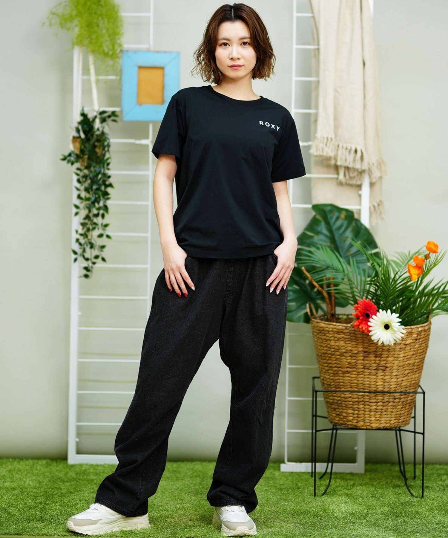 ROXY ロキシー 半袖 Tシャツ レディース ラッシュガード 水陸両用 体型カバー UVケア RLY242018(BBK-M)