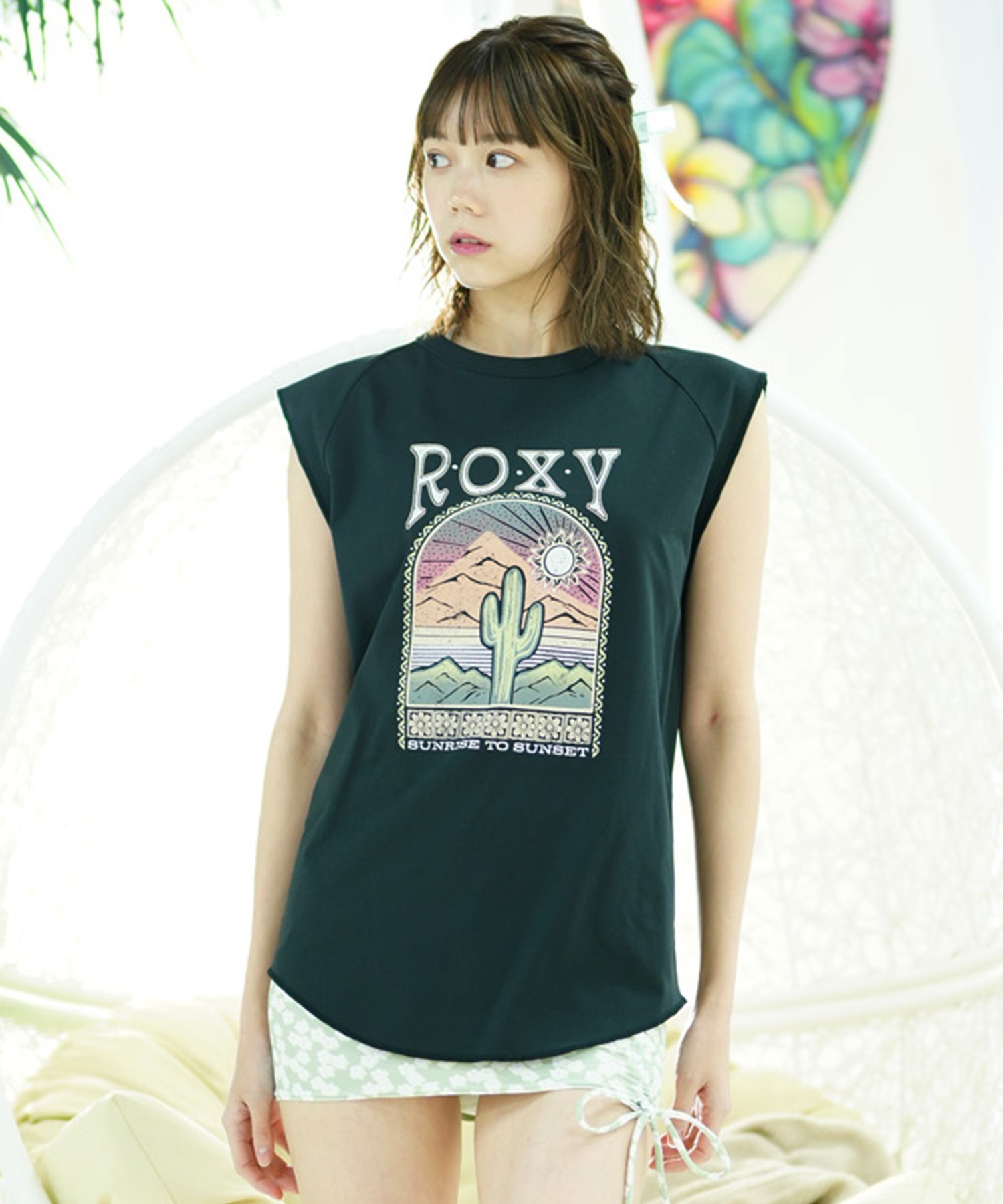 【クーポン対象】ROXY ロキシー レディース ラッシュガード タンクトップ ノースリーブTシャツ 水陸両用 ユーティリティ UVカット RLY242014(BEG-M)