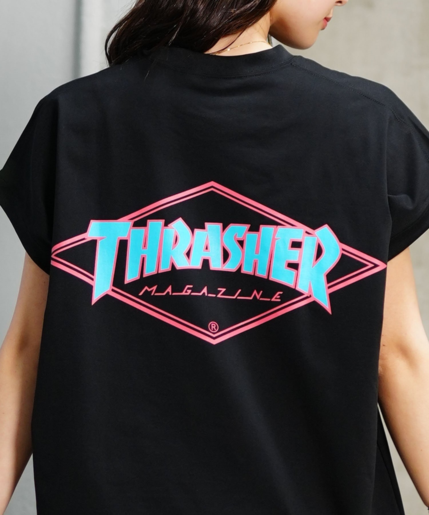 THRASHER スラッシャー レディース ラッシュガード タンクトップ ノースリーブ 水陸両用 ユニセックス ムラサキスポーツ限定 TC-001(WHT-FREE)