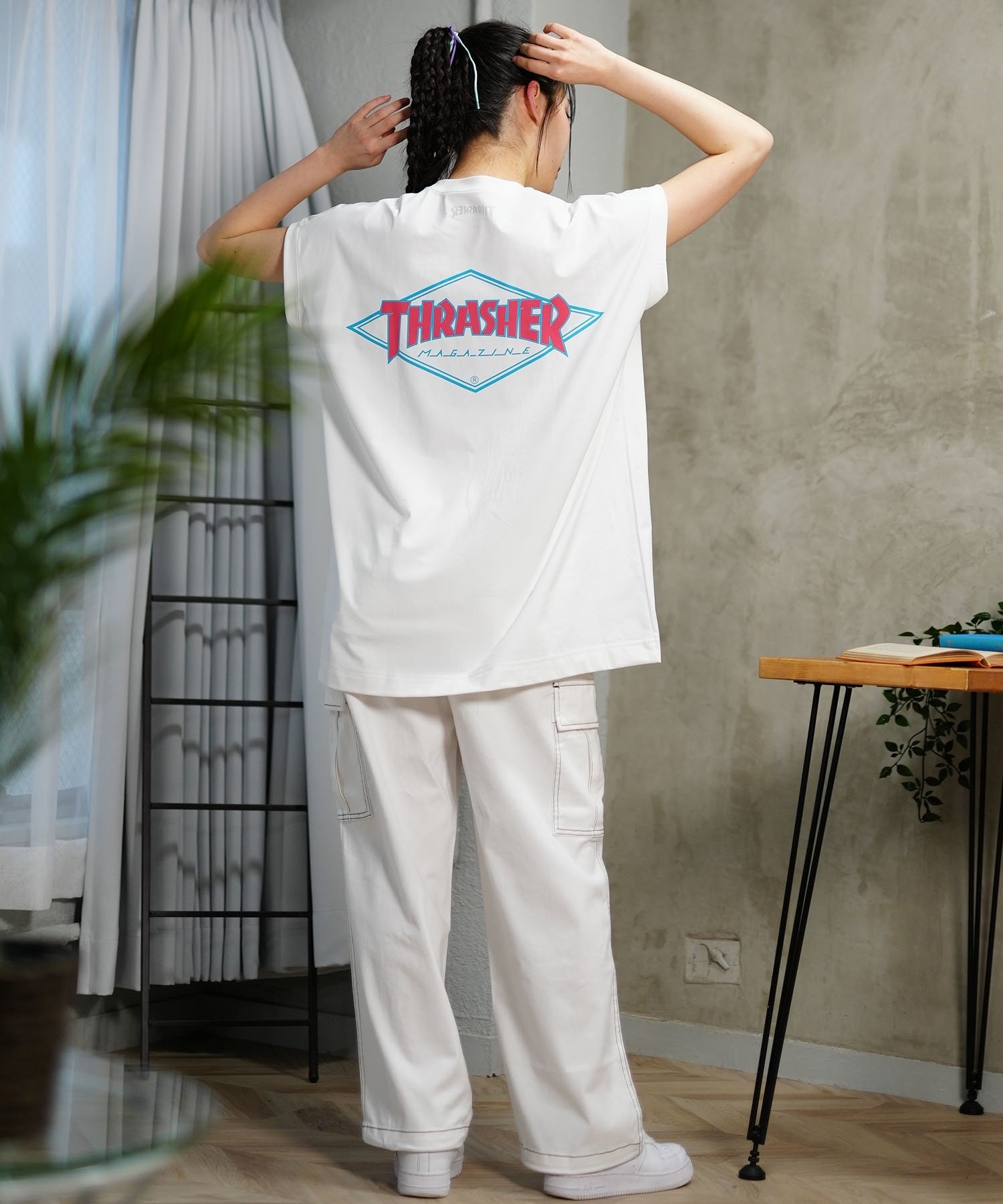 THRASHER スラッシャー レディース ラッシュガード タンクトップ ノースリーブ 水陸両用 ユニセックス ムラサキスポーツ限定 TC-001(WHT-FREE)