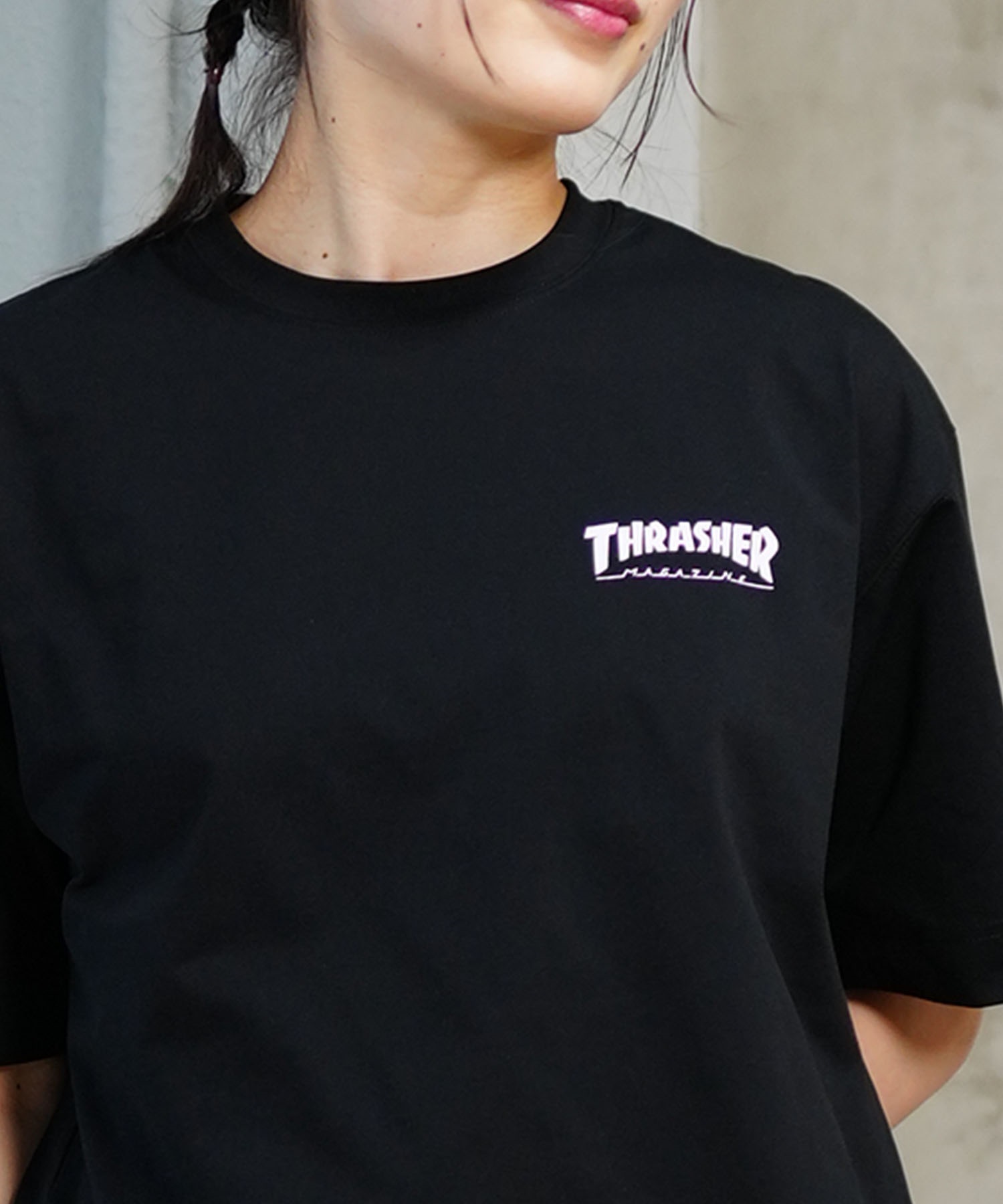 THRASHER スラッシャー レディース ラッシュガード 半袖 Tシャツ 水陸両用 オーバーサイズ ユニセックス ムラサキスポーツ限定 TC-004(WHT-M)