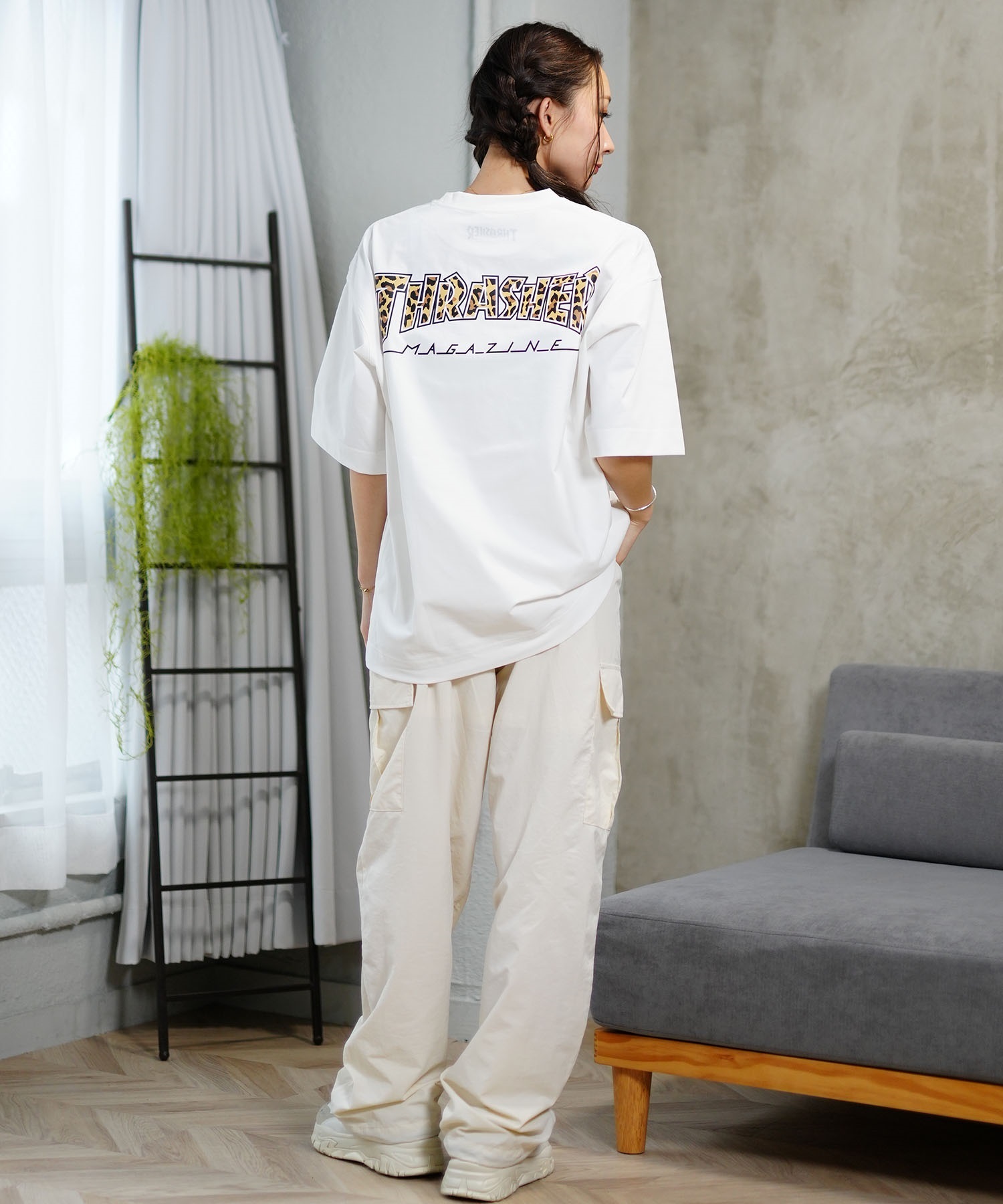 THRASHER スラッシャー レディース ラッシュガード 半袖 Tシャツ 水陸両用 オーバーサイズ ユニセックス ムラサキスポーツ限定 TC-004(WHT-M)