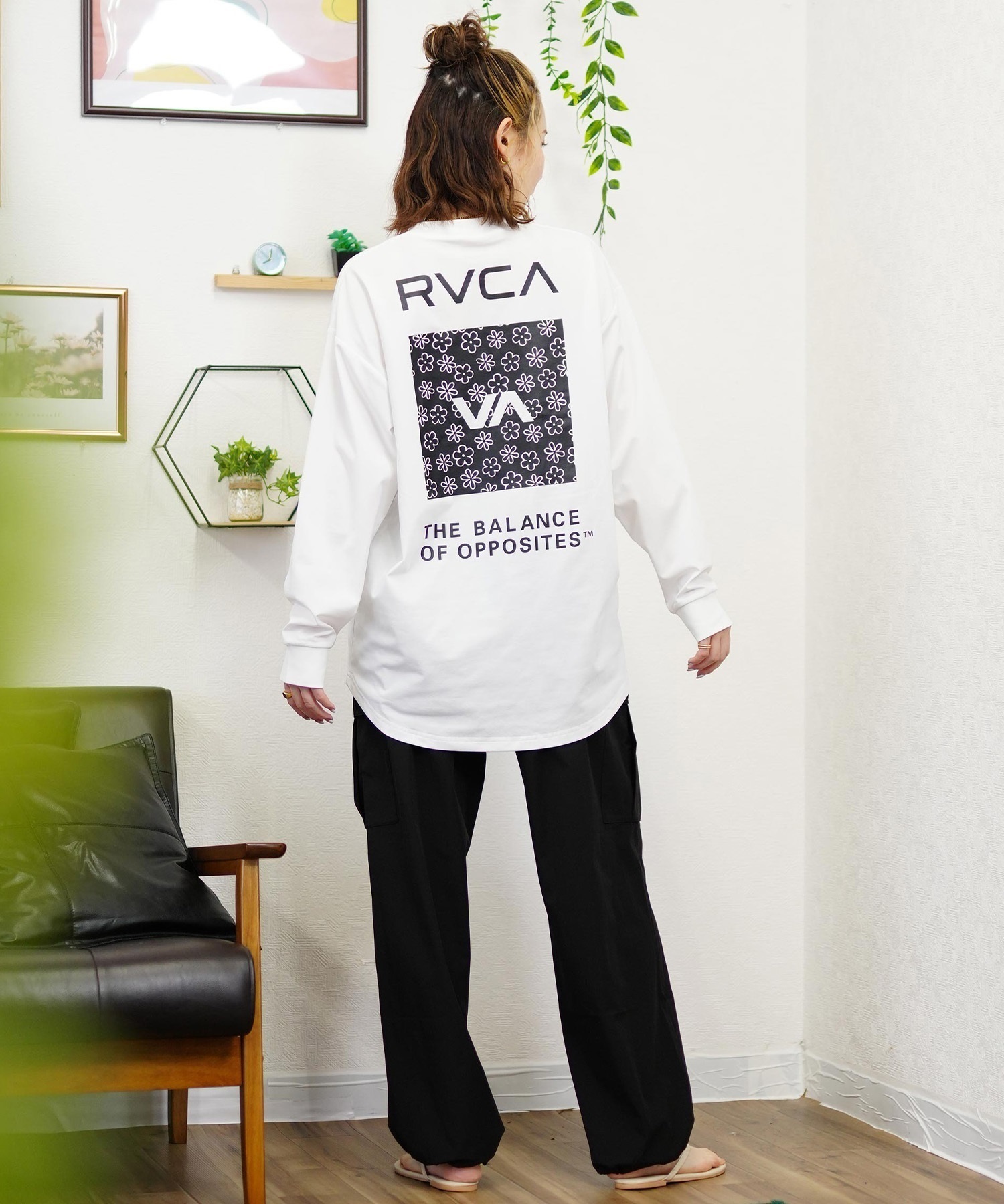 RVCA ルーカ レディース ラッシュガード Tシャツ 長袖 ロンT バックプリント 水陸両用 ユーティリティ UVカット BE04C-P81(WHT-M)