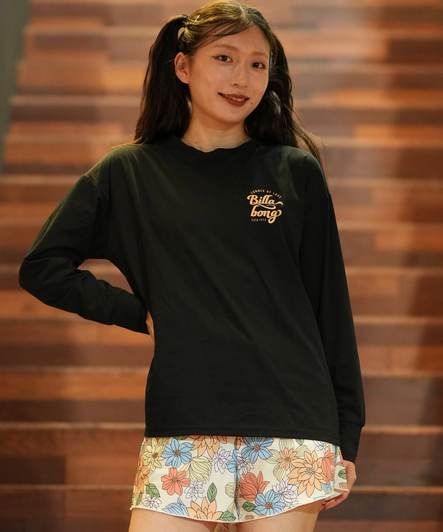 BILLABONG ビラボン ラッシュガード 長袖 レディース Tシャツ ロンT 水陸両用 UVカット BE01C-871 ムラサキスポーツ限定(CRC0-M)