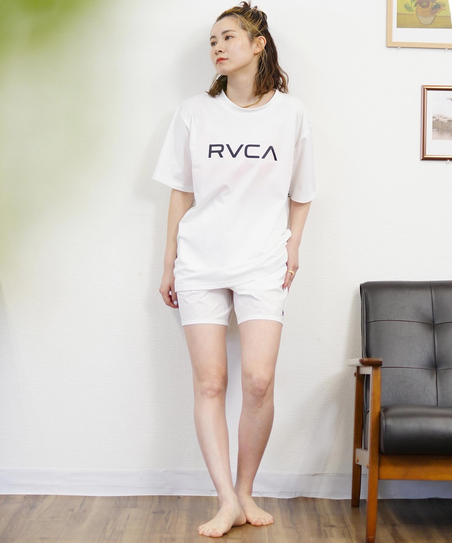 RVCA ルーカ ラッシュガード Tシャツ 半袖 水陸両用 ユーティリティ UVカット BE04C-855(WHT-M)