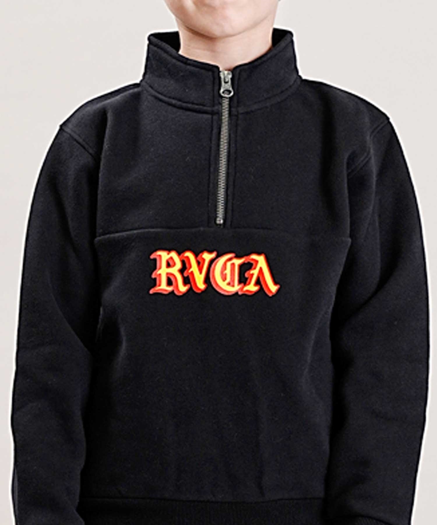 RVCA/ルーカ SCRIPT ZIP キッズ ジュニア トレーナー ハーフジップ スウェット BD046-156(BLK-130cm)