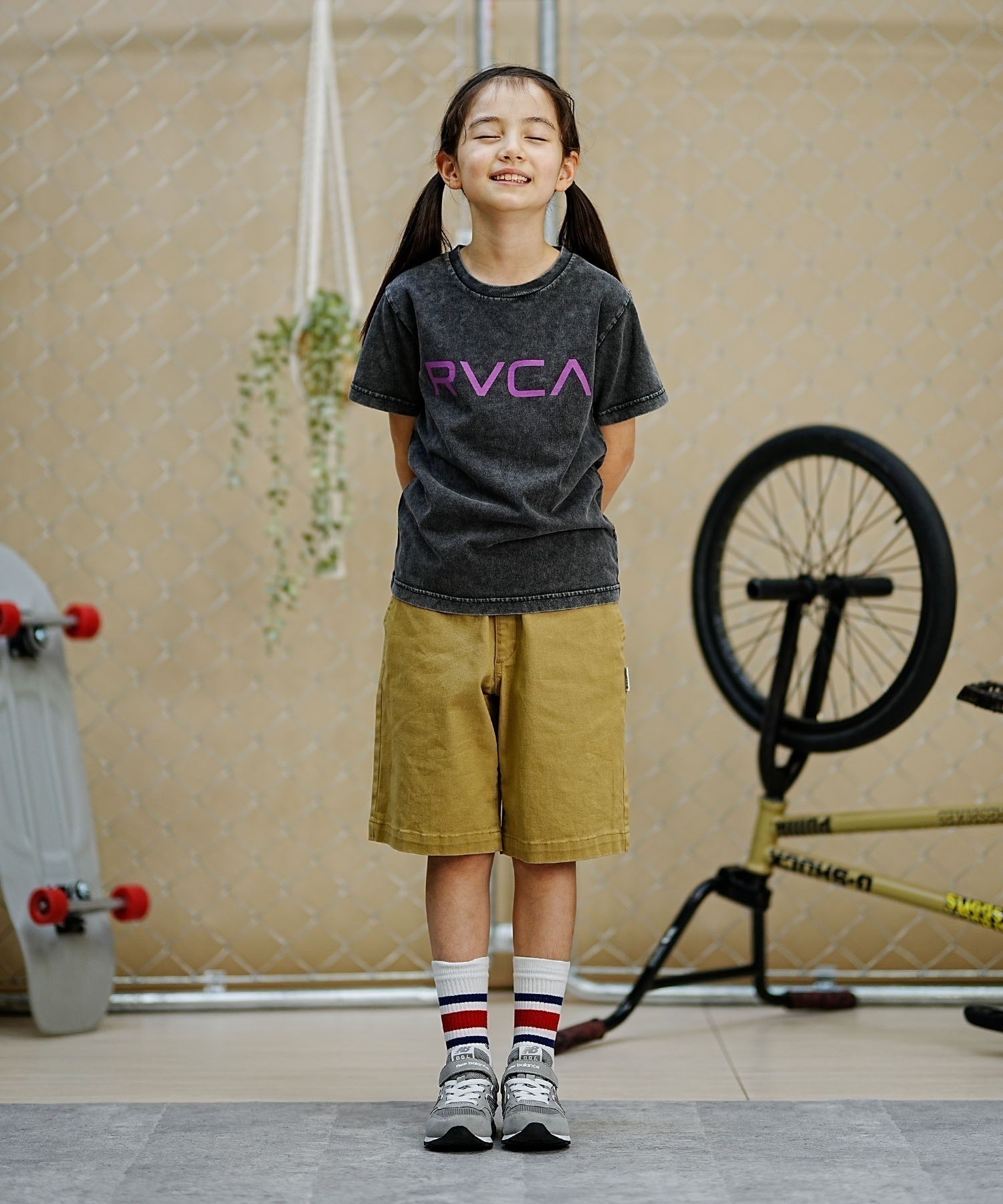 RVCA ルーカ キッズ 半袖Tシャツ 定番ロゴデザイン 親子コーデ BE045-226(BLK-130cm)