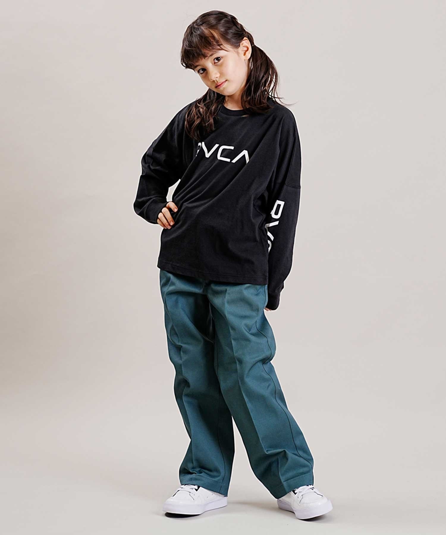 RVCA/ルーカ RVCA BALANCE LT キッズ ジュニア 長袖 Tシャツ ロンT 背中 腕 ロゴ BD046-064(WHT-130cm)