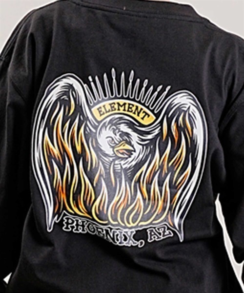 ELEMENT/エレメント キッズ TIMBER PHOENIX LS YOUTH ロンT バックプリント 長袖 Tシャツ BD026-076(WHT-130cm)