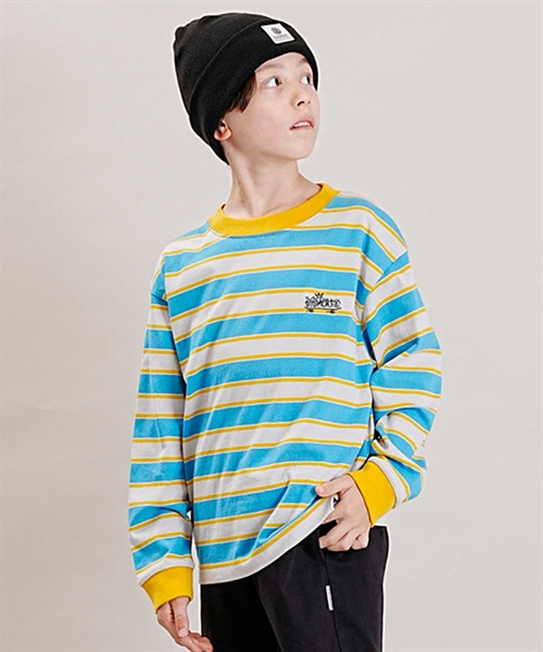 ELEMENT/エレメント キッズ RINGER BORDER LS YOUTH ロングボーダー 長袖 Tシャツ ロンT BD026-080(GRH-130cm)