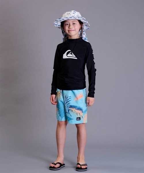 QUIKSILVER クイックシルバー ALL TIME LR YOUTH KLY231021 キッズ ユース ラッシュガード 長袖 UVカット 速乾 KX1 E18(WTBK-100cm)