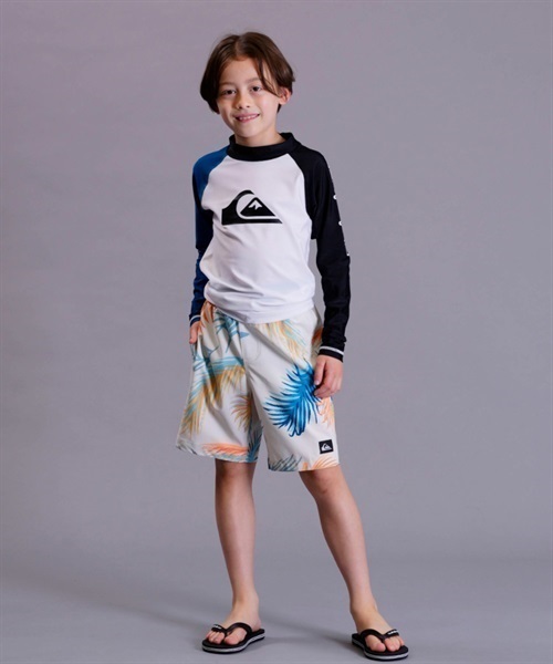 QUIKSILVER クイックシルバー ALL TIME LR YOUTH KLY231021 キッズ ユース ラッシュガード 長袖 UVカット 速乾 KX1 E18(WTBK-100cm)