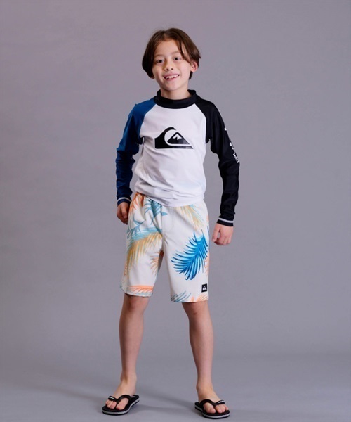 QUIKSILVER クイックシルバー ALL TIME LR YOUTH KLY231021 キッズ ユース ラッシュガード 長袖 UVカット 速乾 KX1 E18(WTBK-100cm)