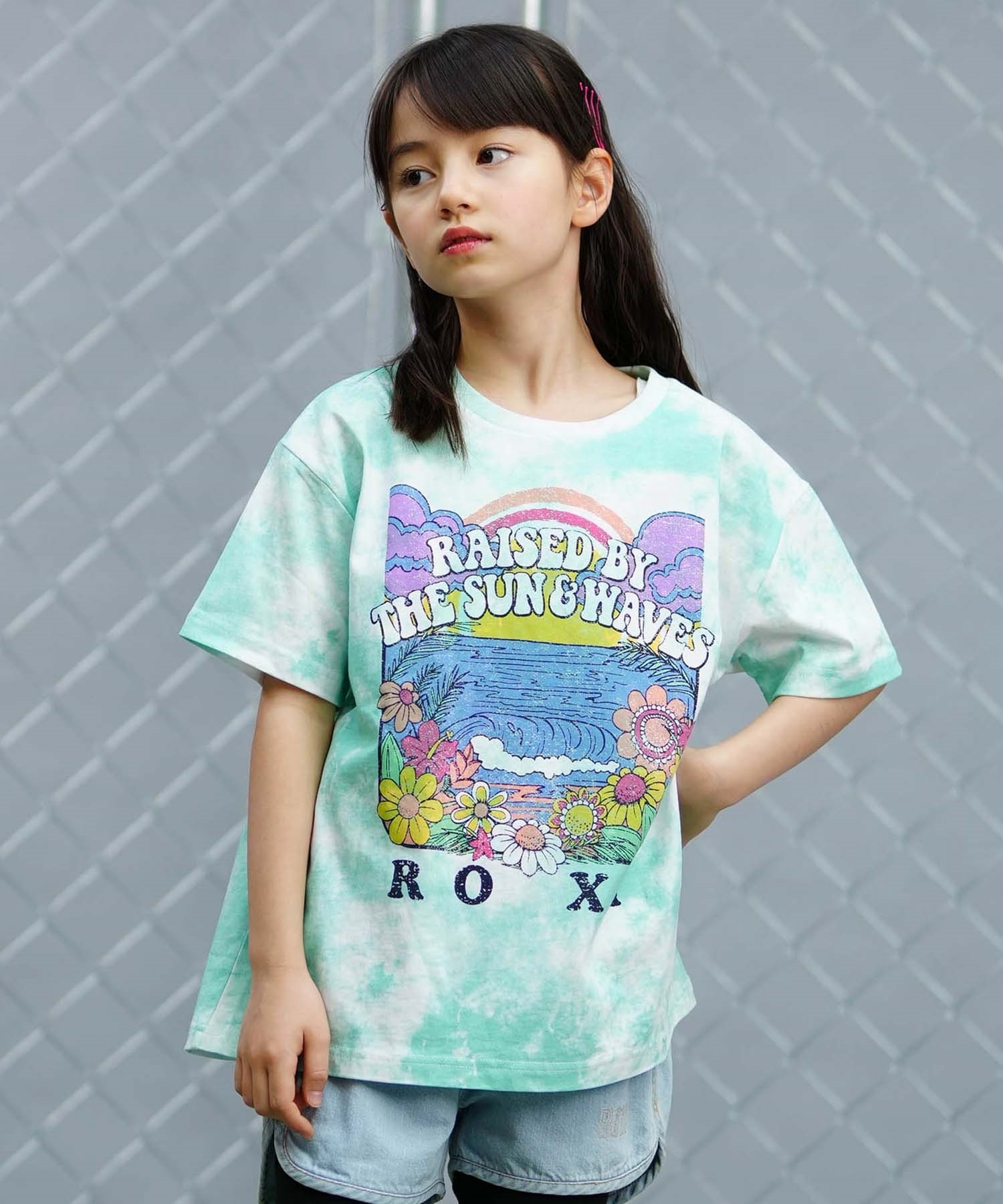 【クーポン対象】ROXY ロキシー MINI OUT OF SPACE ミニアウトオブスペース キッズ Tシャツ タイダイ柄 TST241120(MNT-130cm)