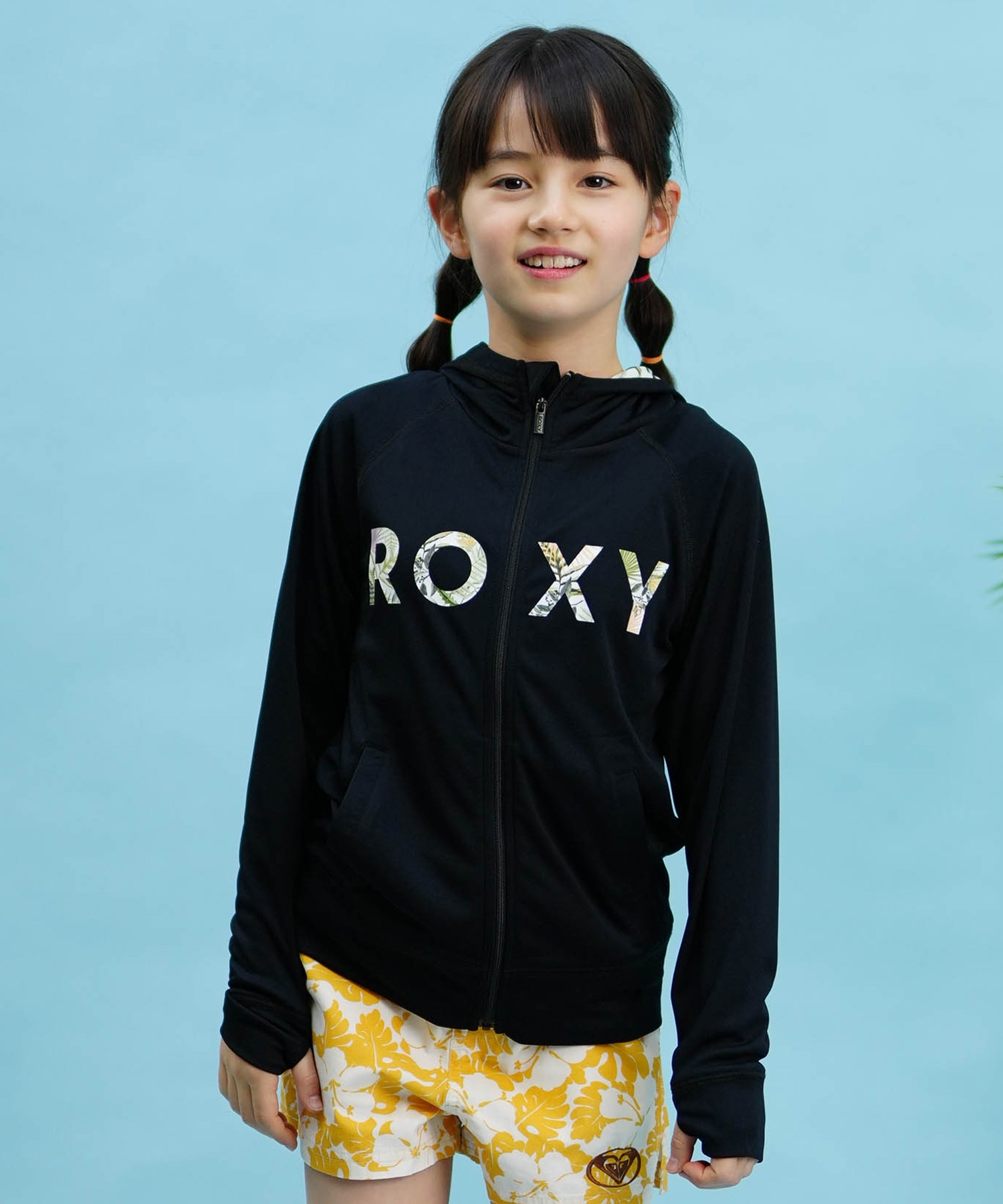 ROXY ロキシー キッズ ラッシュガード パーカー ジップアップ 長袖 UVカット TLY241106(WHT-120cm)