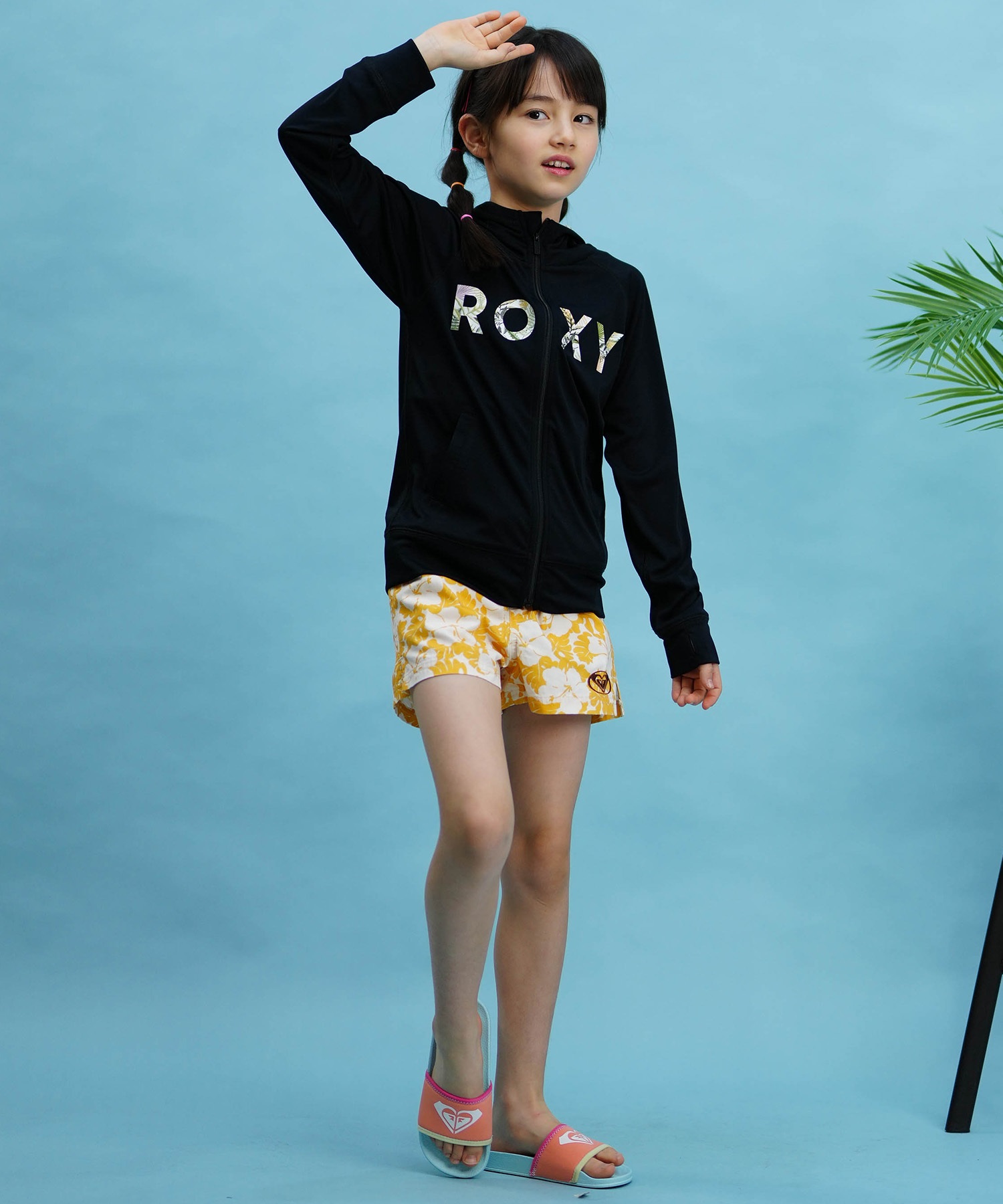 【クーポン対象】ROXY ロキシー キッズ ラッシュガード パーカー ジップアップ 長袖 UVカット TLY241106(WHT-120cm)