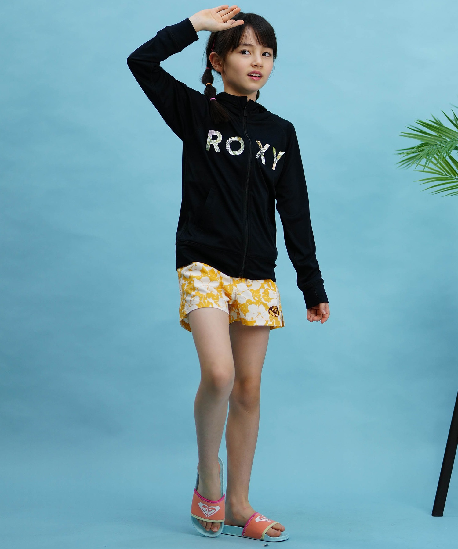 ROXY ロキシー キッズ ラッシュガード パーカー ジップアップ 長袖 UVカット TLY241106(WHT-120cm)