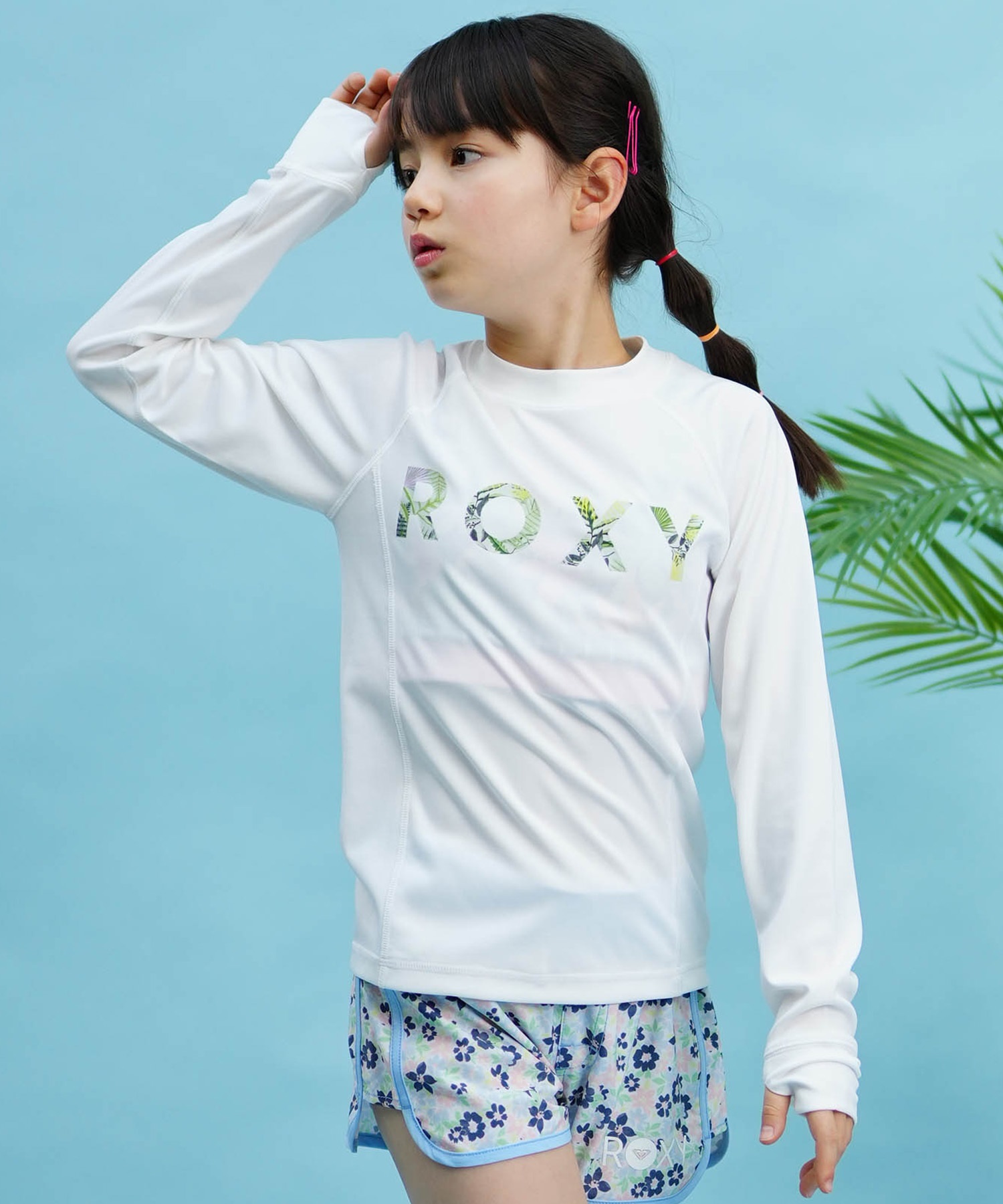 【クーポン対象】ROXY ロキシー キッズ ラッシュガード Tシャツ 長袖 ロンT UVカット TLY241107(WHT-130cm)