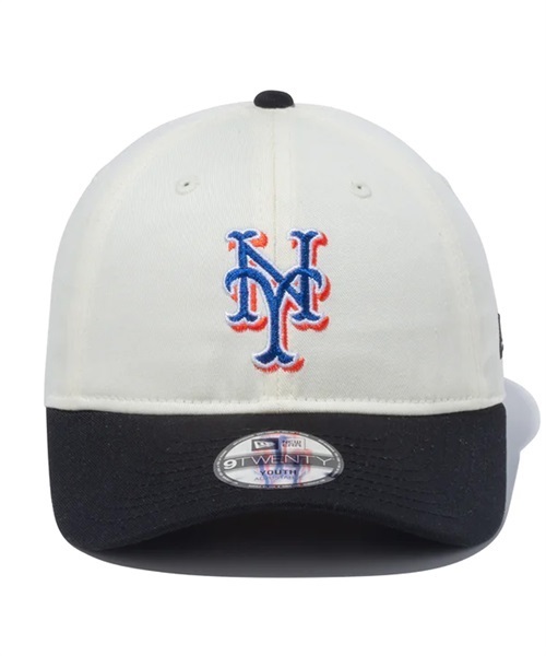 NEW ERA/ニューエラ Youth 9TWENTY MLB 2-Tone ニューヨーク・メッツ クロームホワイト ブラックバイザー キッズ キャップ 13762820(CRBLK-YTH)