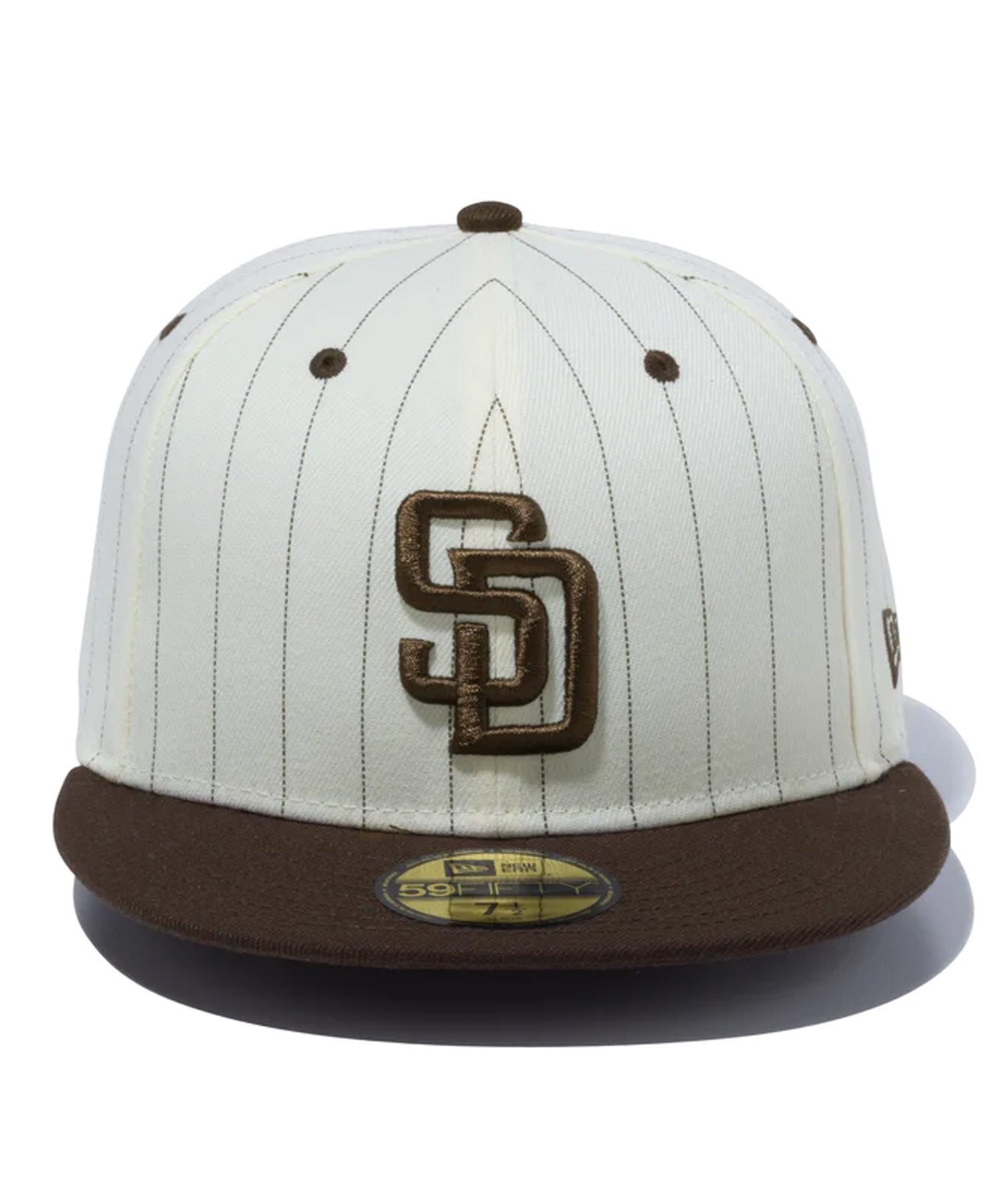 NEW ERA/ニューエラ 59FIFTY Pinstripe ピンストライプ サンディエゴ・パドレス クロームホワイト ウォルナットバイザー キャップ 帽子 13751120(WTWAL-7)