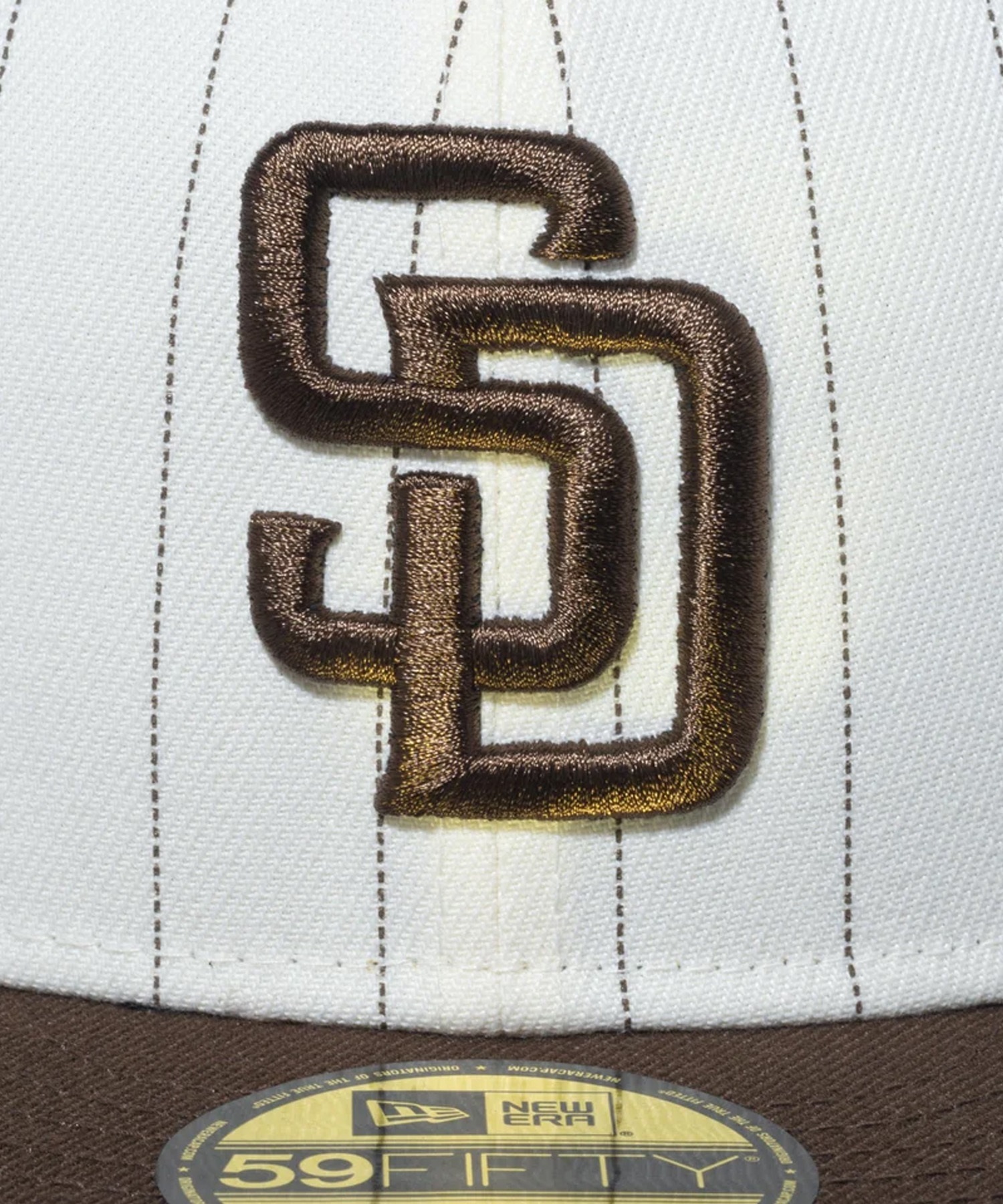 NEW ERA/ニューエラ 59FIFTY Pinstripe ピンストライプ サンディエゴ・パドレス クロームホワイト ウォルナットバイザー キャップ 帽子 13751120(WTWAL-7)